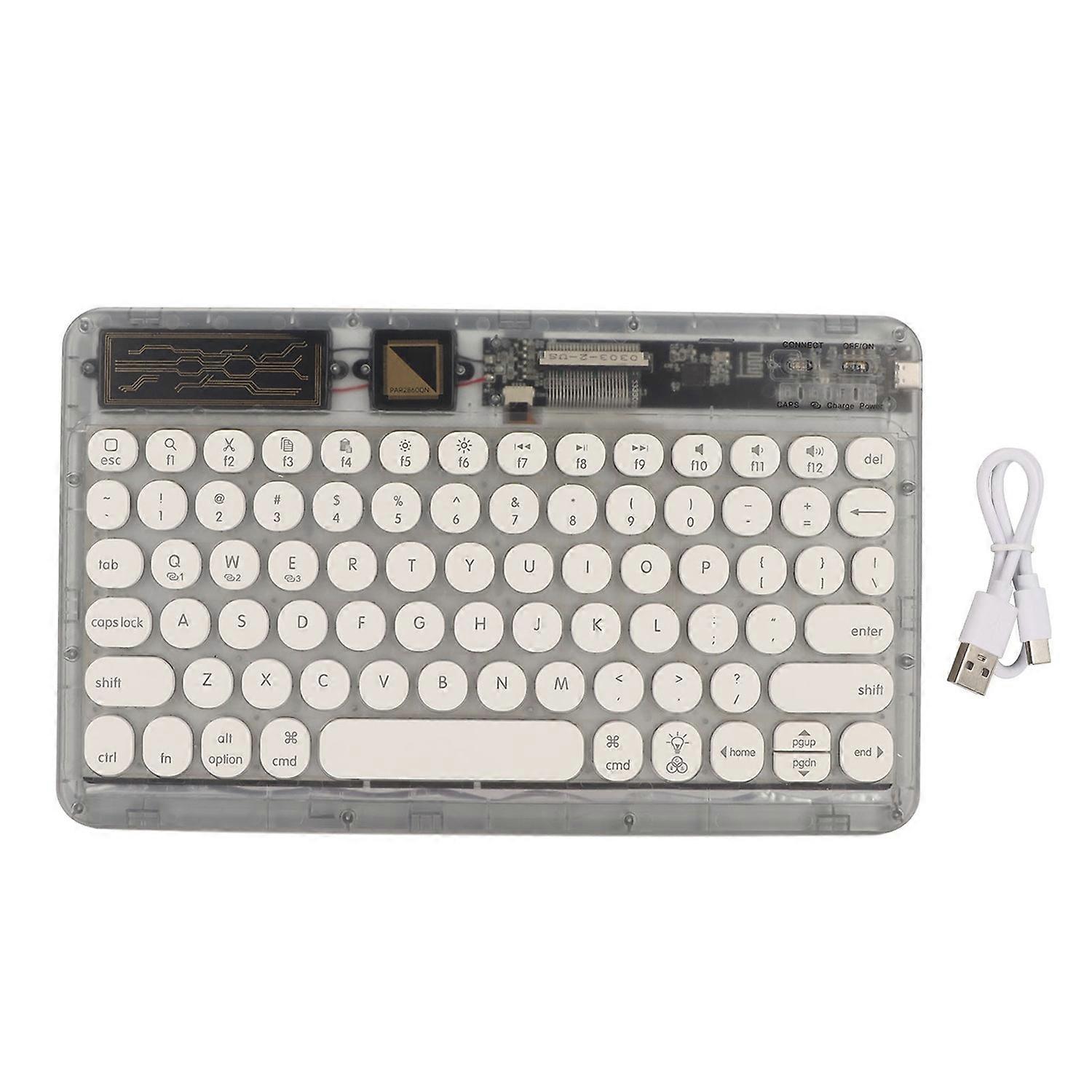 Retro Bluetooth Keyboard Ultra Slim RGB Light Retro Wireless Mini Keyboard for Home Travel Business 