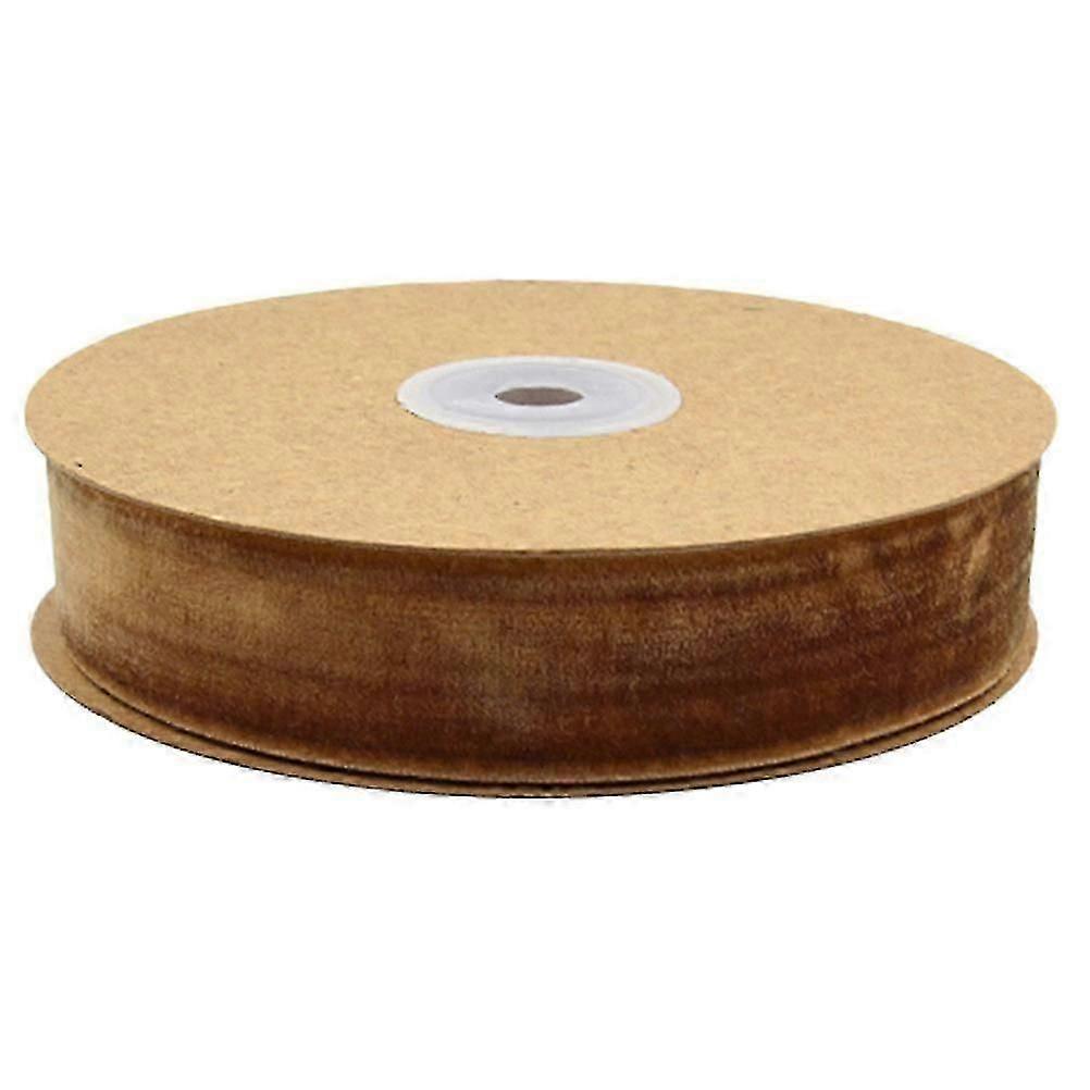 1 Roll of 2.5CM Width Non-elastic Clothes Accessories Ribbon Gift Wrapping Flocking Ribbons DIY Decorative Strap Ribbon Band for Home Shop (Coffee) hw