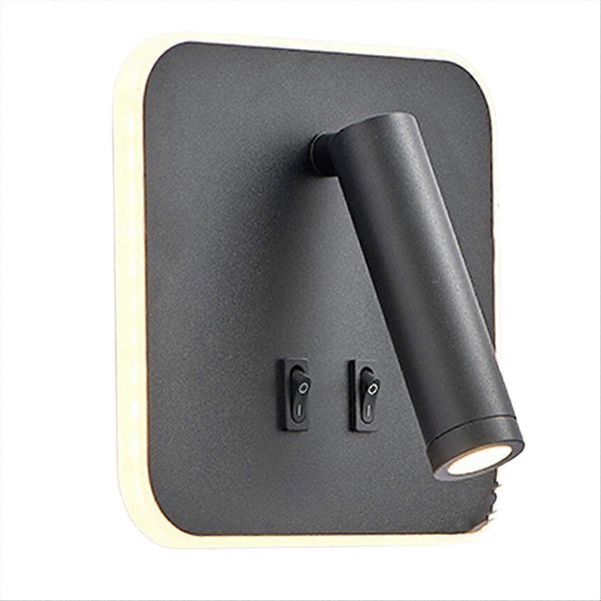 Mounted Eye Protection Rotatable Wall Reading Light Square Black