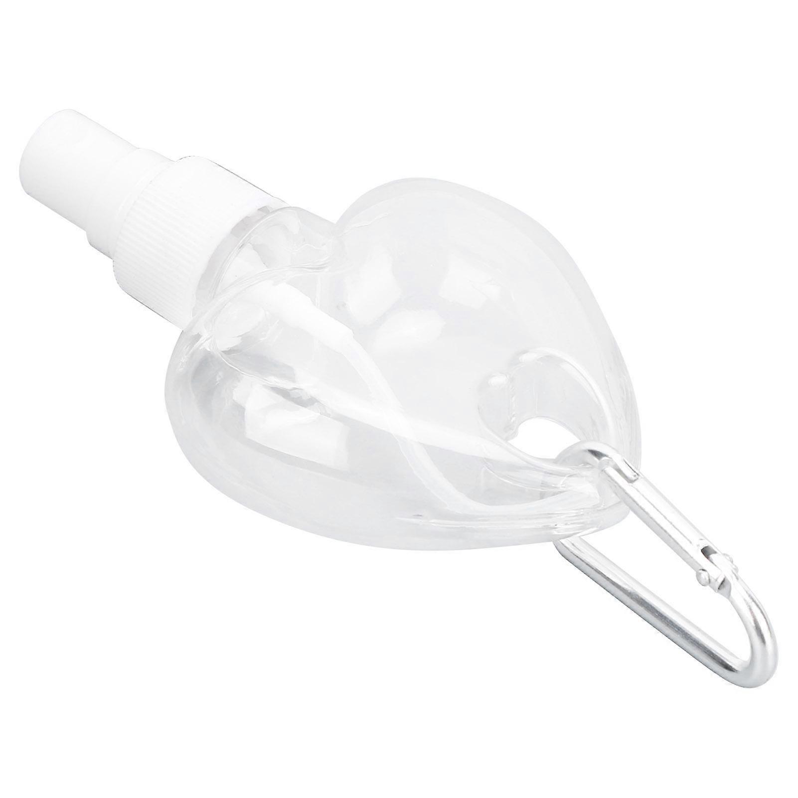 Travel Empty Spray Bottle with Keychain 50ml Transparent Heart Shape Plastic Containers(Buse de pulverisation blanche )