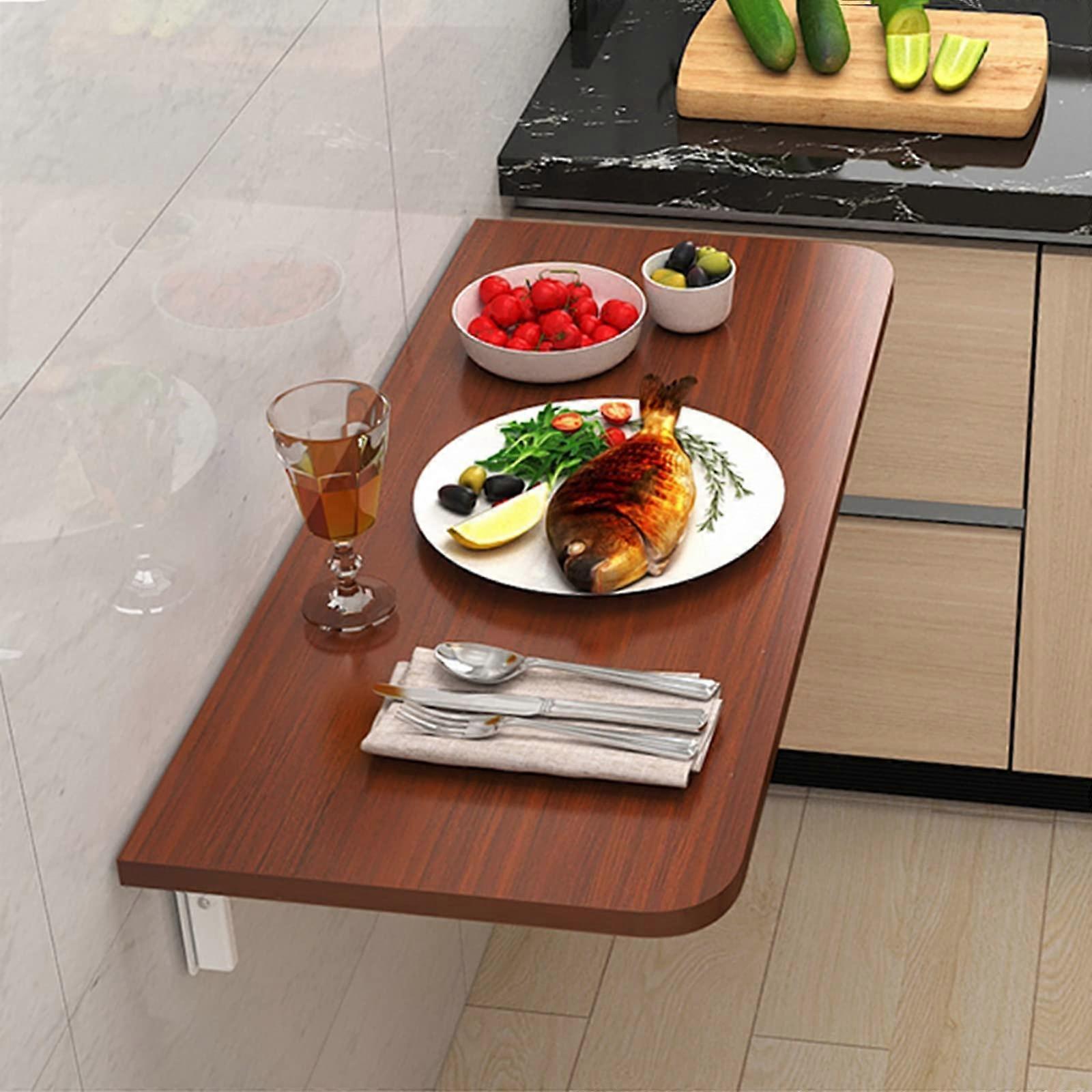 Floating Wall Mounted Drop Leaf Table Space Saving Wooden Desk for Small Kitchen Home Office Dining
