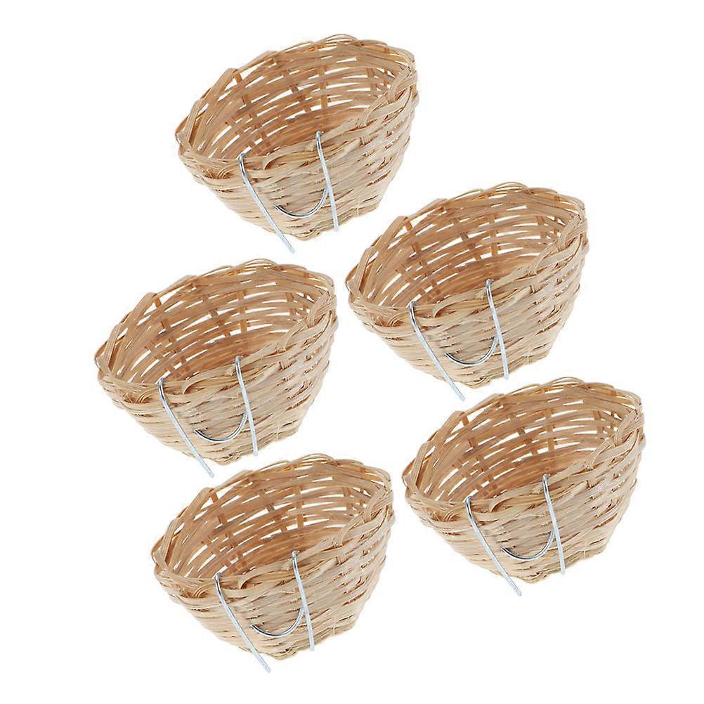 Bamboo Bird House Nest Box for Parakeets Light Yellow Material for Breeding Use Hanging Type 5Pcs