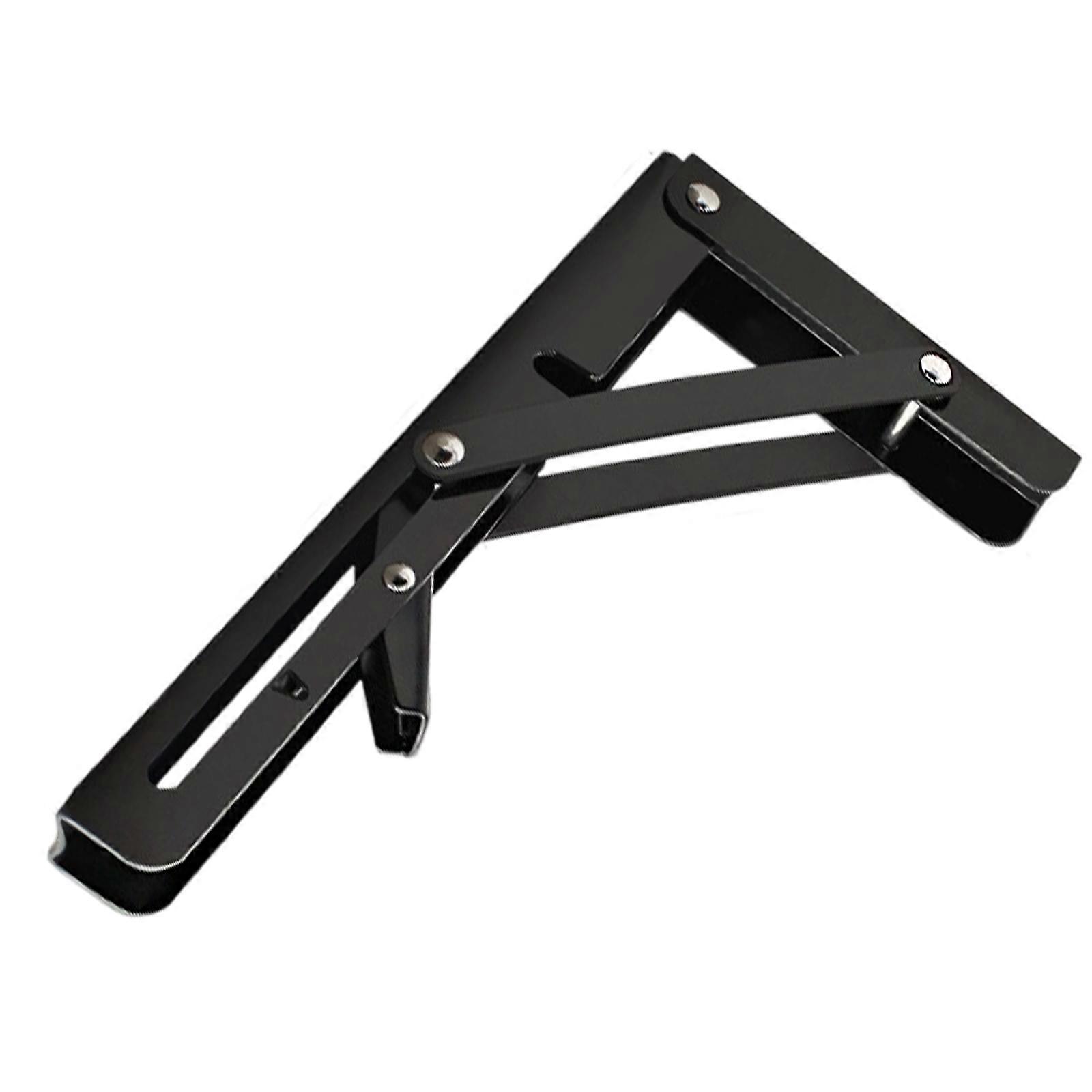 Heavy Duty Foldable Wall Shelf Brackets Stainless Steel Space Saving Triangular Folding Angles Brackets Easy to Use  Black