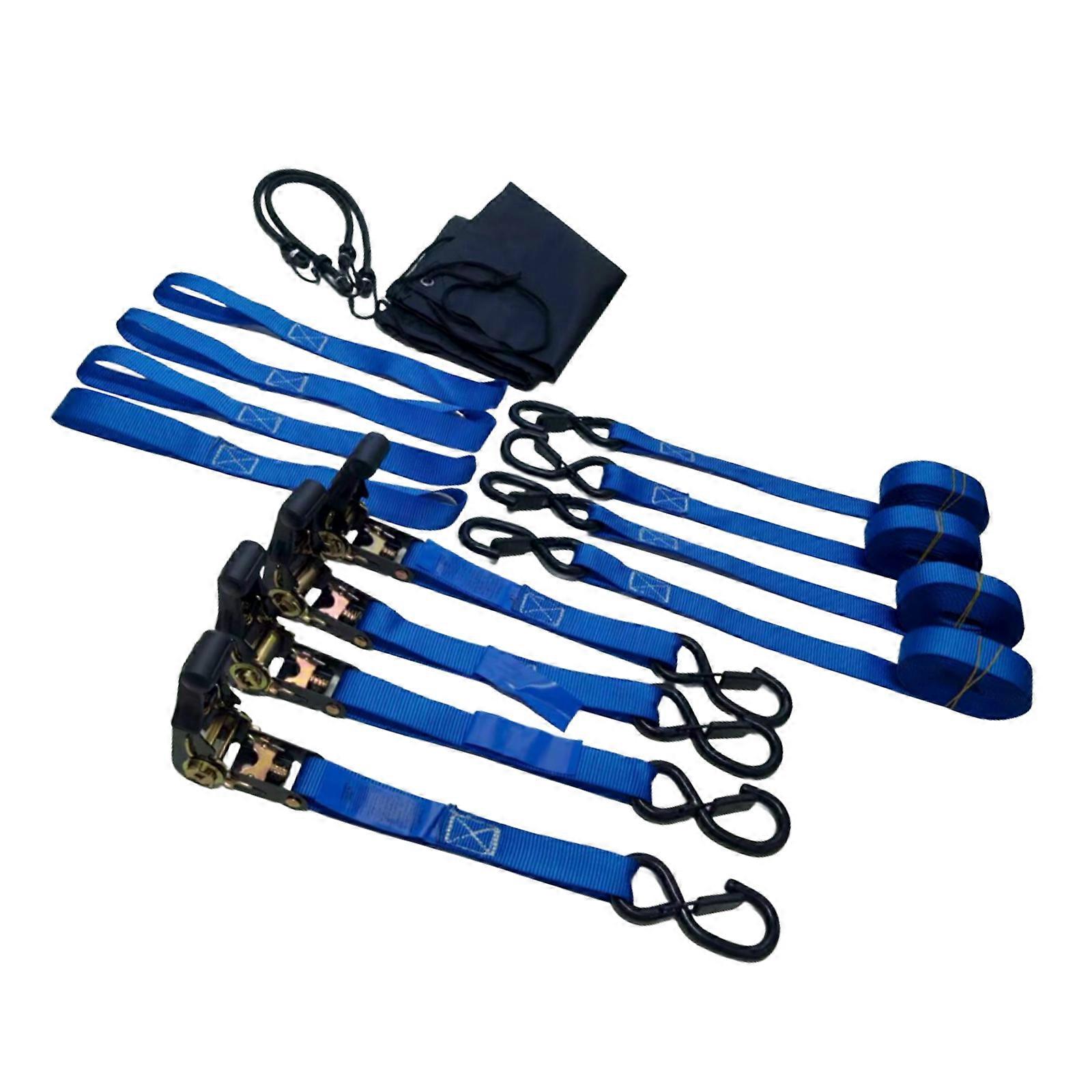 Multipurpose Ratchet Tie Down Set 2200Lbs Maximums Strength Polyester Cargo Straps For Transport Securing Multicolor