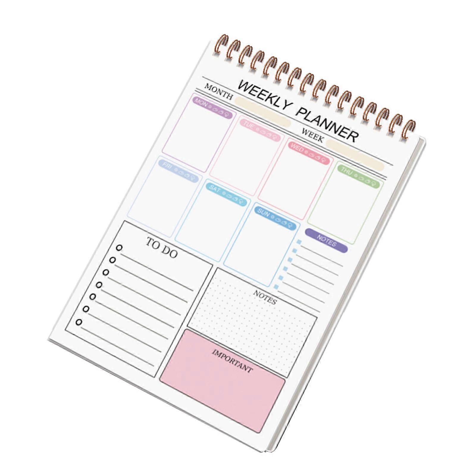 Reusable Planners Pad With PP Surfaces Spirals Bound Pages And Goal Oriented Checklist For Time Management Multicolor