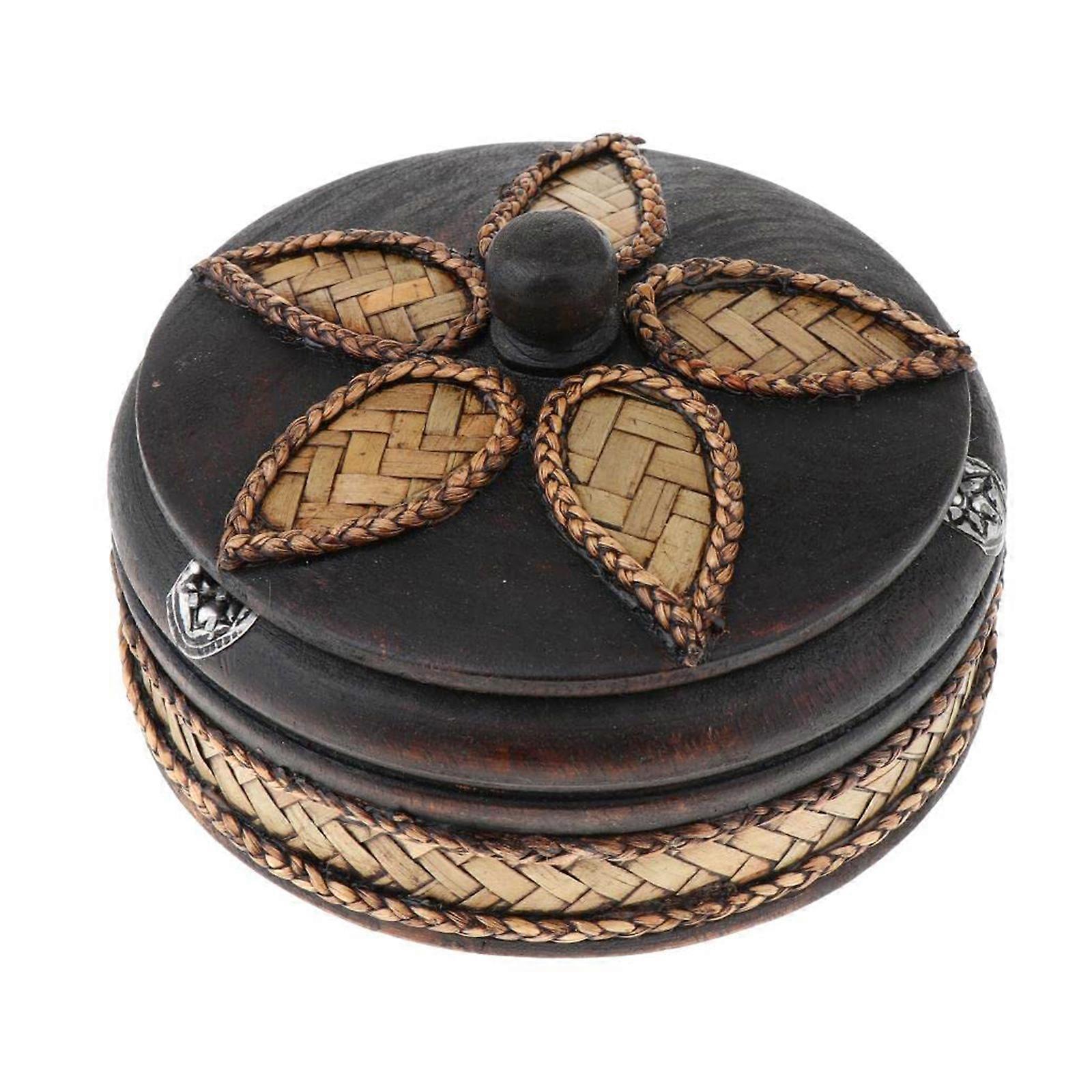 Southeast Asian Wood Ashtray With Lid Elephant Pattern Ashes Container For Home And Office Decoration for Smokers Multicolor