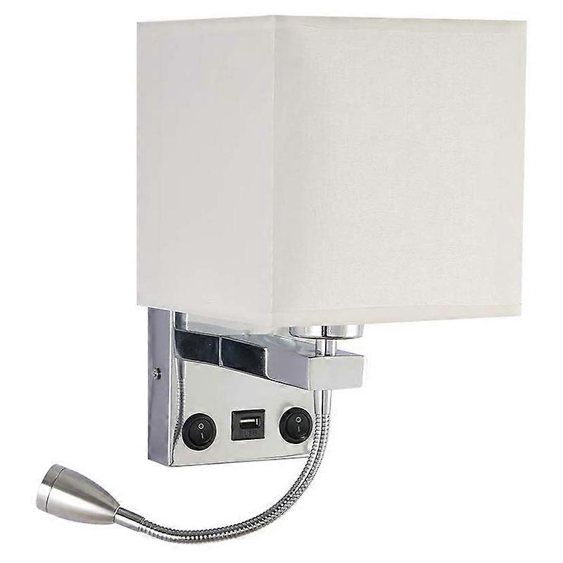 LED Wall Lamp Bedside Bedroom Applique with Switch USB(Without Bulbs)