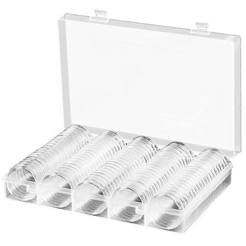 100pcs Clear Coin Capsules Holder Transparent Coin Protector Storage Box
