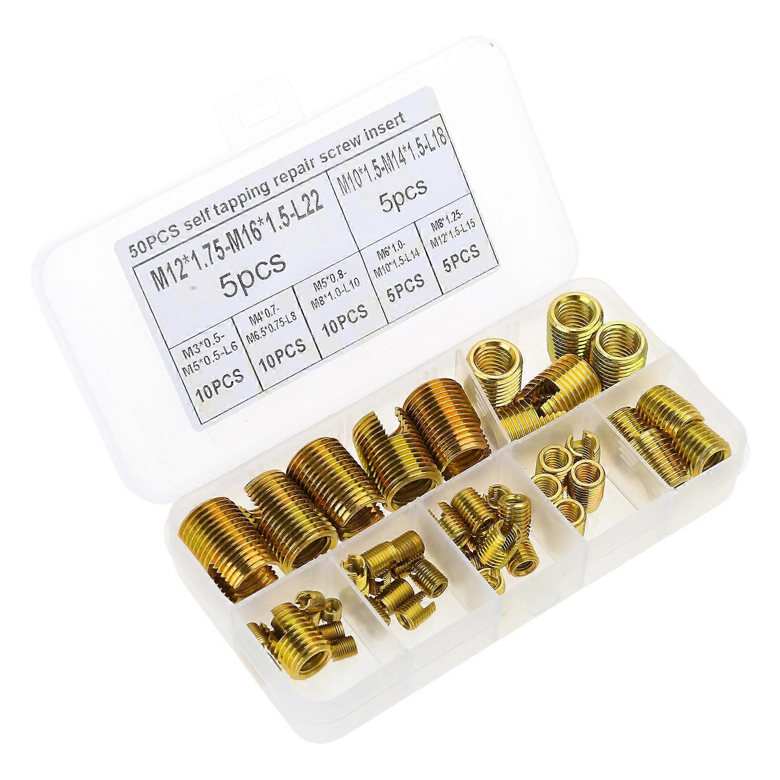 50pcs M2 M2.5 M3 M4 M5 M6 Insert de filetage autotaraudeur Vis autotaraudeuse Bague de type fendu Insert de réparation de filetage rouge