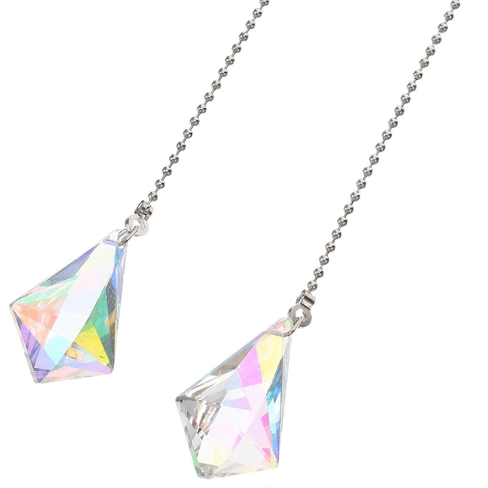 Light Ceiling Fan Chain 2 Pcs Pendent Chandeliers Pendant Lamp Pull Chains Extender Drawstring Zipper White Crystal