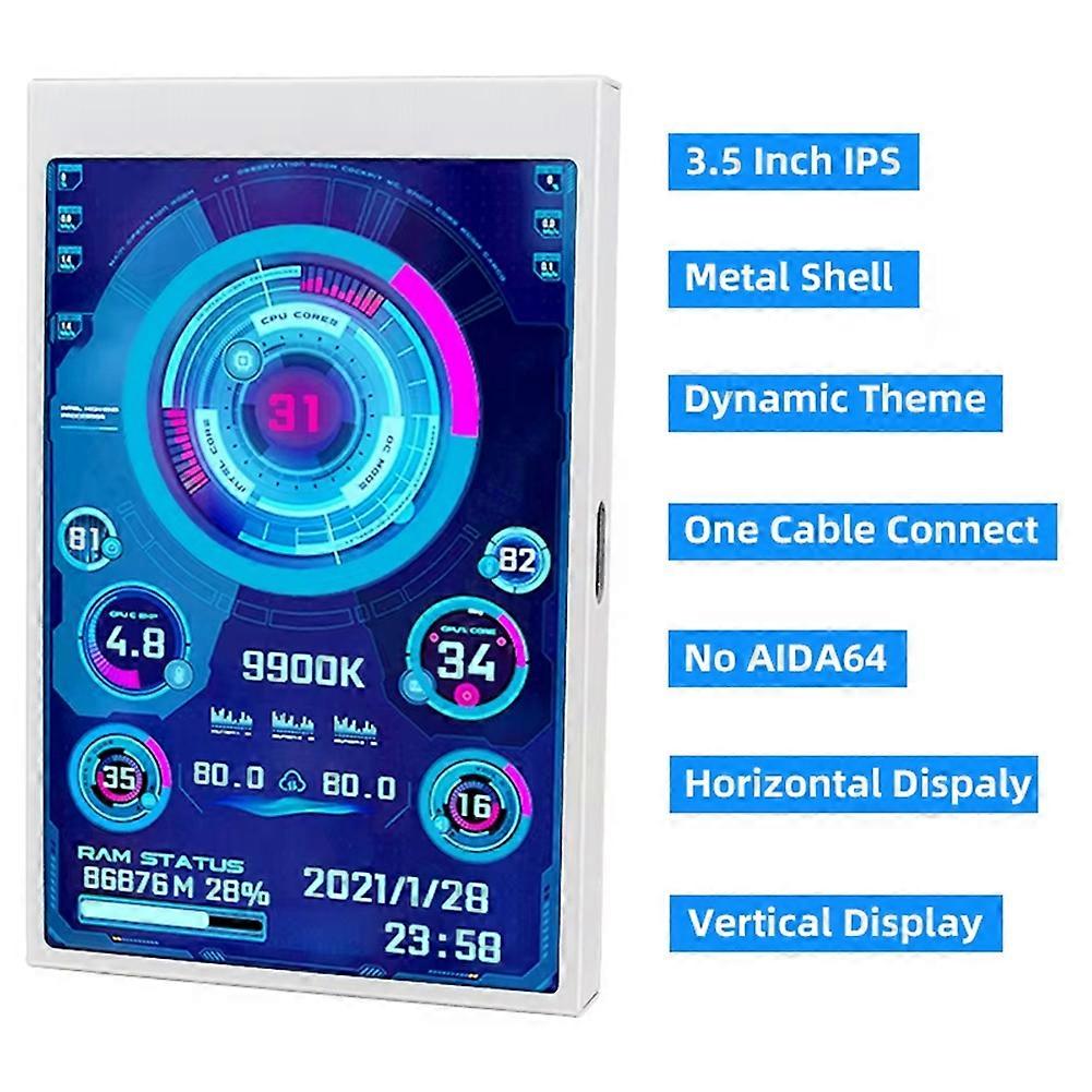 3.5 Inch IPS Type C Secondary Screen for Computer CPU GPU RAM HDD Display 320x480 USB LCD Monitor Freely AIDA64