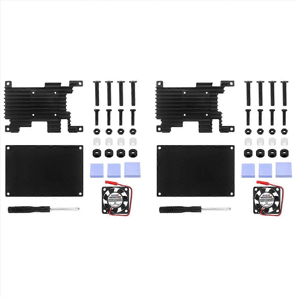 2X for 3 Aluminum Case with Cooling Fan Development Board Protection Cooling Shell