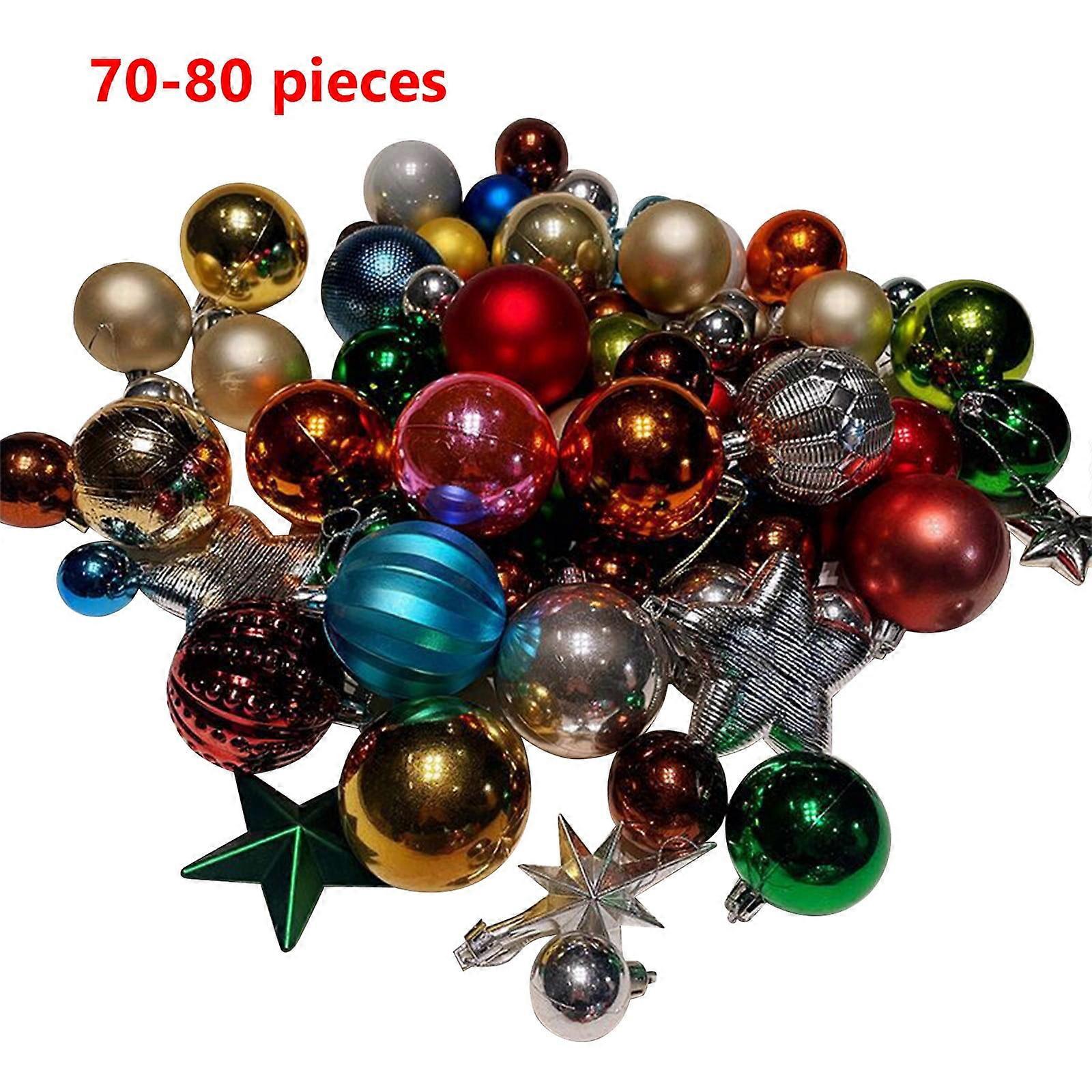 Txmfgh Red & White Christmas Ball Set (88pcs) with Storage Box, Snowflake, Shoes, Tree Top Decor - Compatible with Most Trees