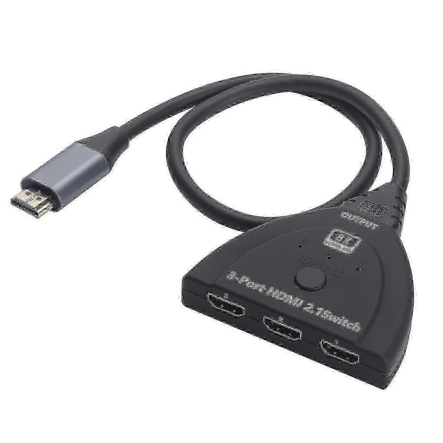 2025 8K HDMI-compatible 21 Switch 3 Port HDMI-compatible Switcher Selector Box with Cable for Learning E