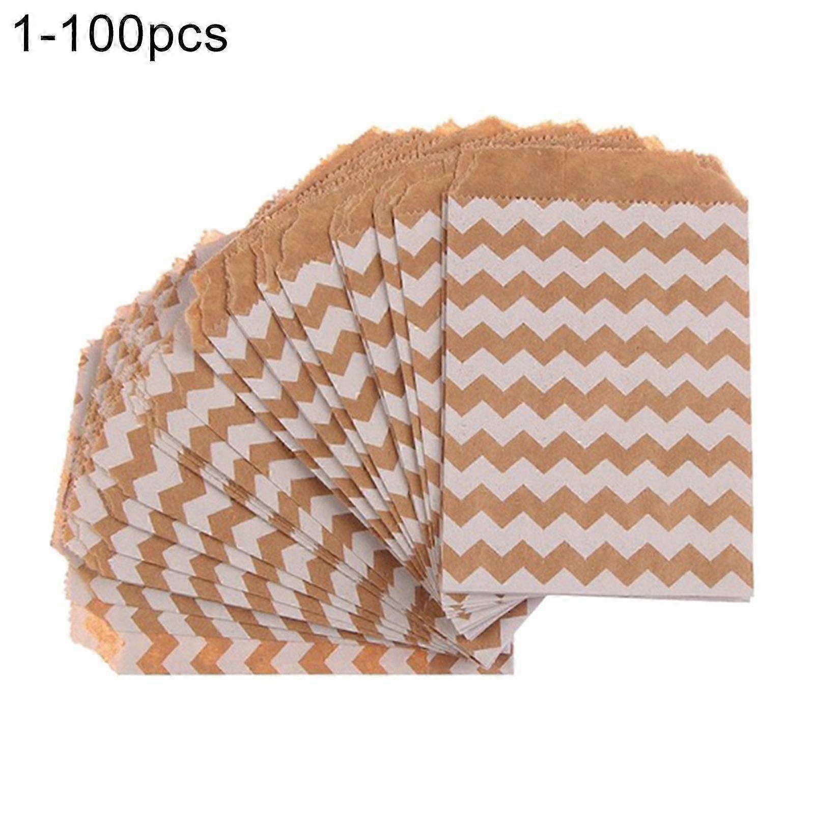 100pcsウェーブドットキャンディビスケットポップコーンクラフト紙パッキングバッグペストリーポーチf74