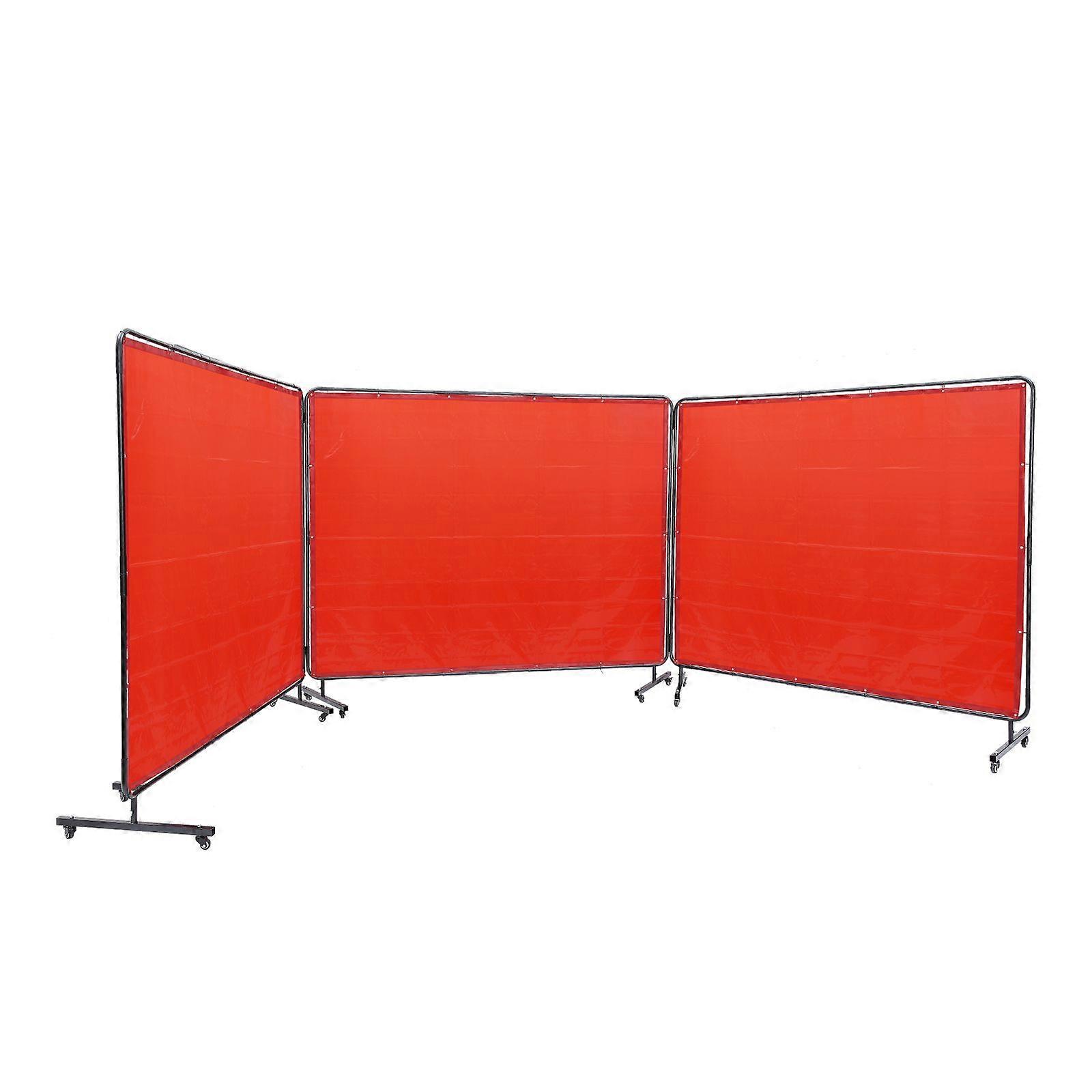 Welding Screen with Frame, 6' x 8' 3 Panel Welding Curtain Screens, Flame-Resistant Vinyl Welding Protection Screen