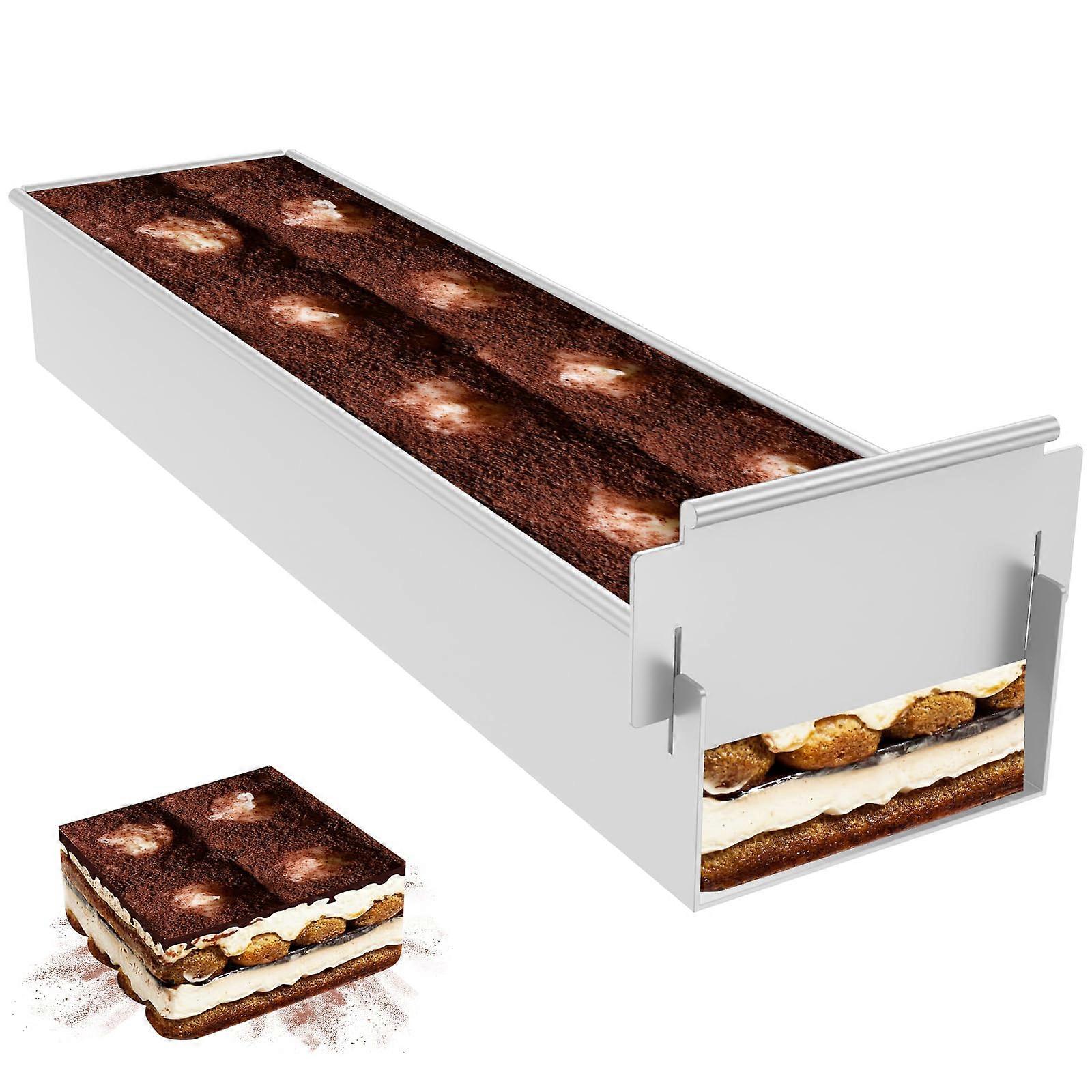 Nonstick Rectangle Cake Pan with Removable Mold for Tiramisu, Cheesecake, Mousse, Baking Tray 1pc (16.42x3.94x2.36)