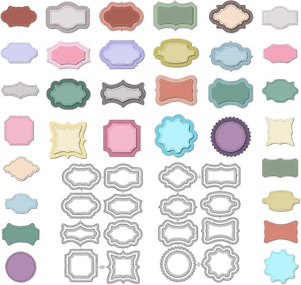 3D Overlay Frame Cutting Dies for Card Making Label Dies Carbon Steel Cut Die Border Stencils Scrapbooking Embossing Template for DIY Paper Crafting G