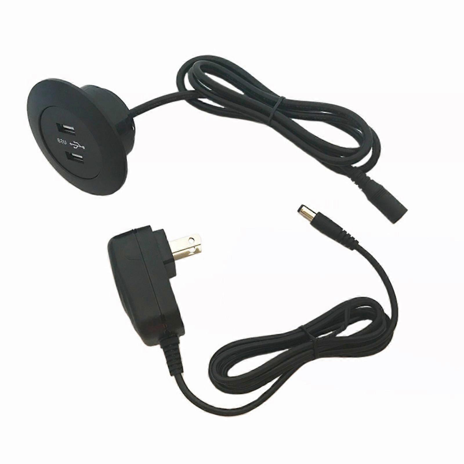 Double USB Charging Interface Furniture Sofa Concealed USB Panel Desktop Embedded Double USB Socket for Laptop Charging  Black