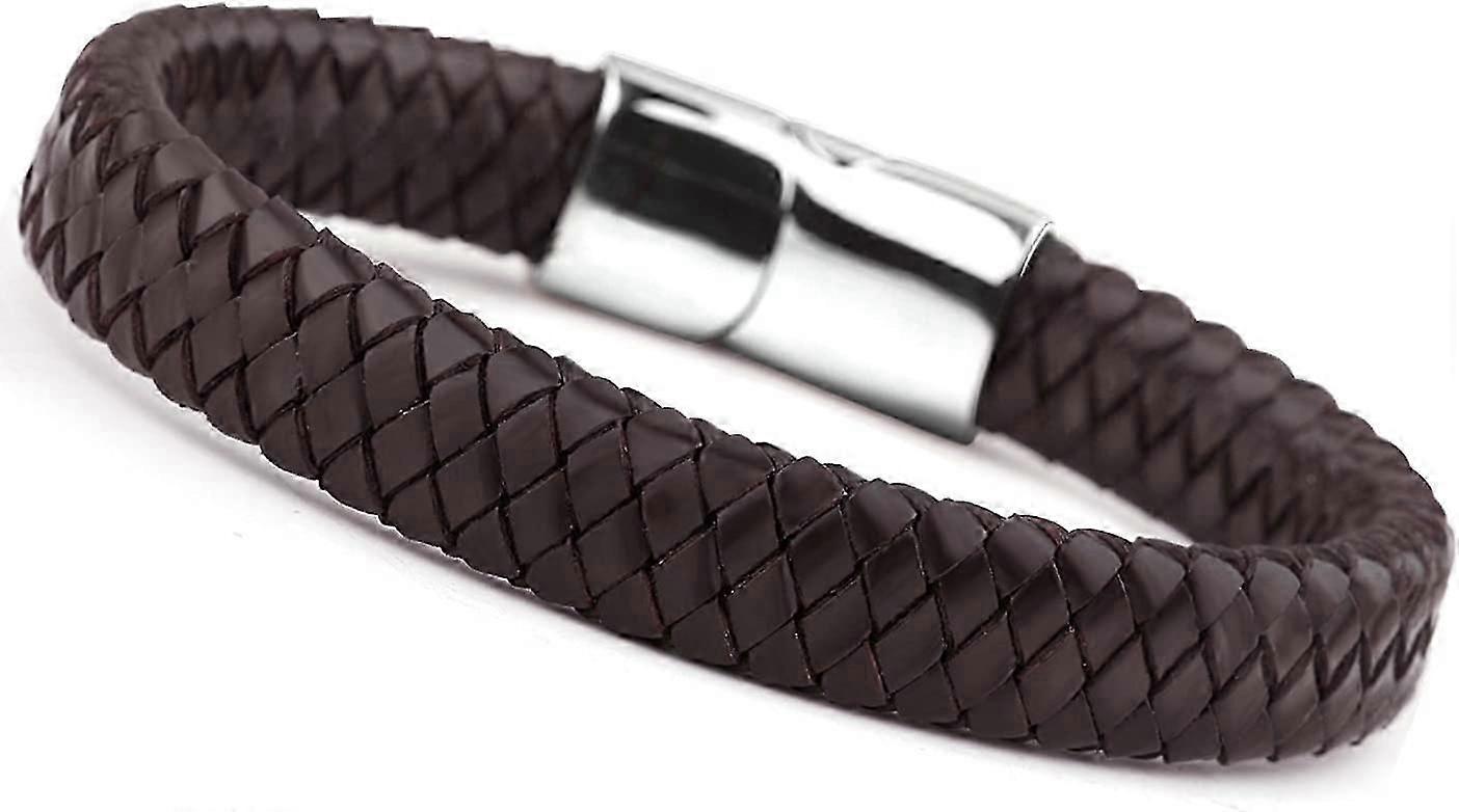 Pulseiras de couro trançado para homens Pulseiras Moda Fecho Magnético 7,5-8,5 polegadas