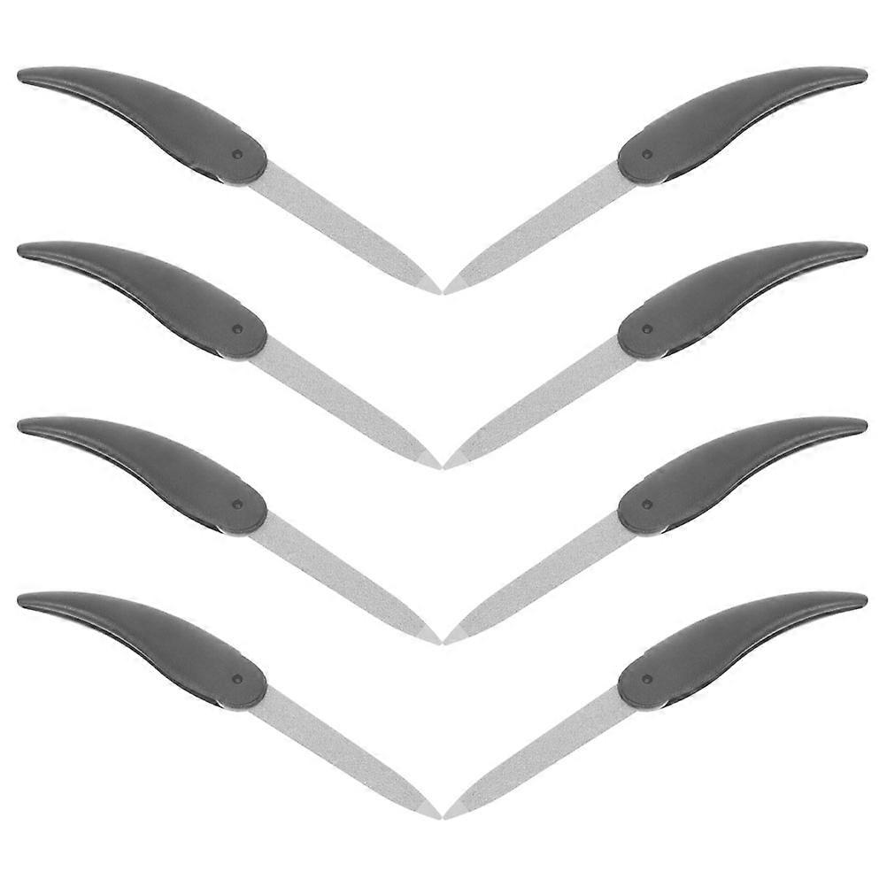סט פצירה בצורת קרן שור, 8 יחידות, נירוסטה, לטיפוח ציפורניים
