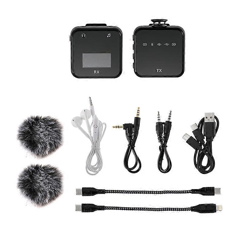 Wireless Lavalier Microphone System Bluetooth Audio Video Voice Recording Mic for iPhone Android Mobile Phone Interview Camera