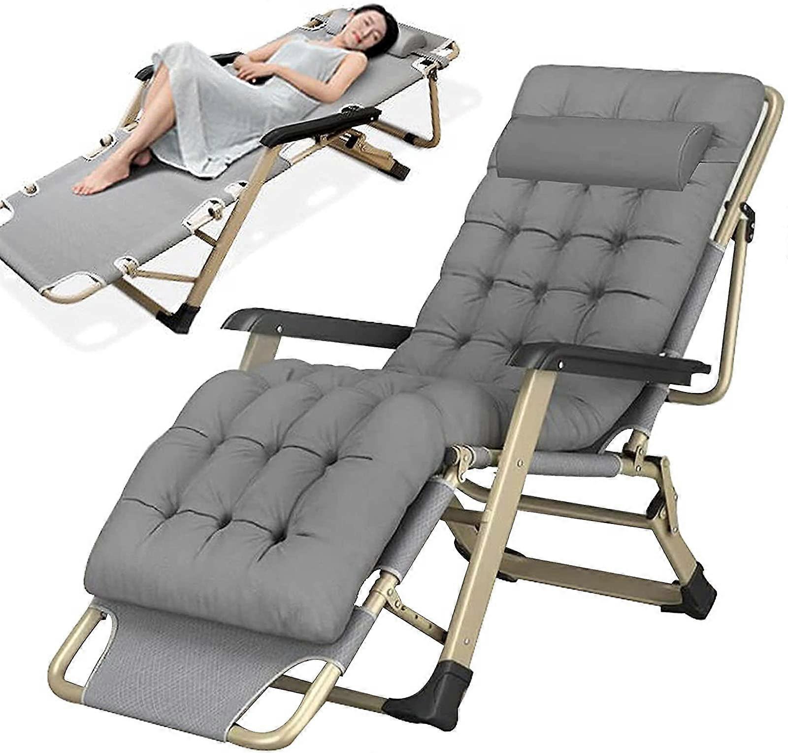Foldable Zero Gravity Lounge Chairs, Oversized Garden Lounge Chairs, Portable Beach Recliners With Pillow And Cushion