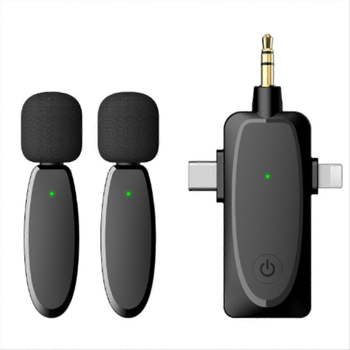 3 in 1 Wireless Lapel Microphone Compatible with Cameras Laptops