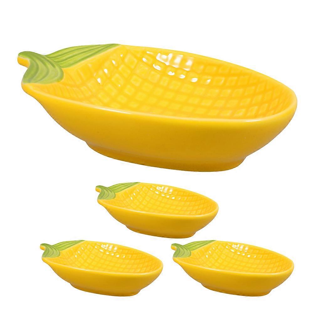 Creative Ceramic Dip Bowl Corn Shaped Small Bowls for Serving 4Pcs