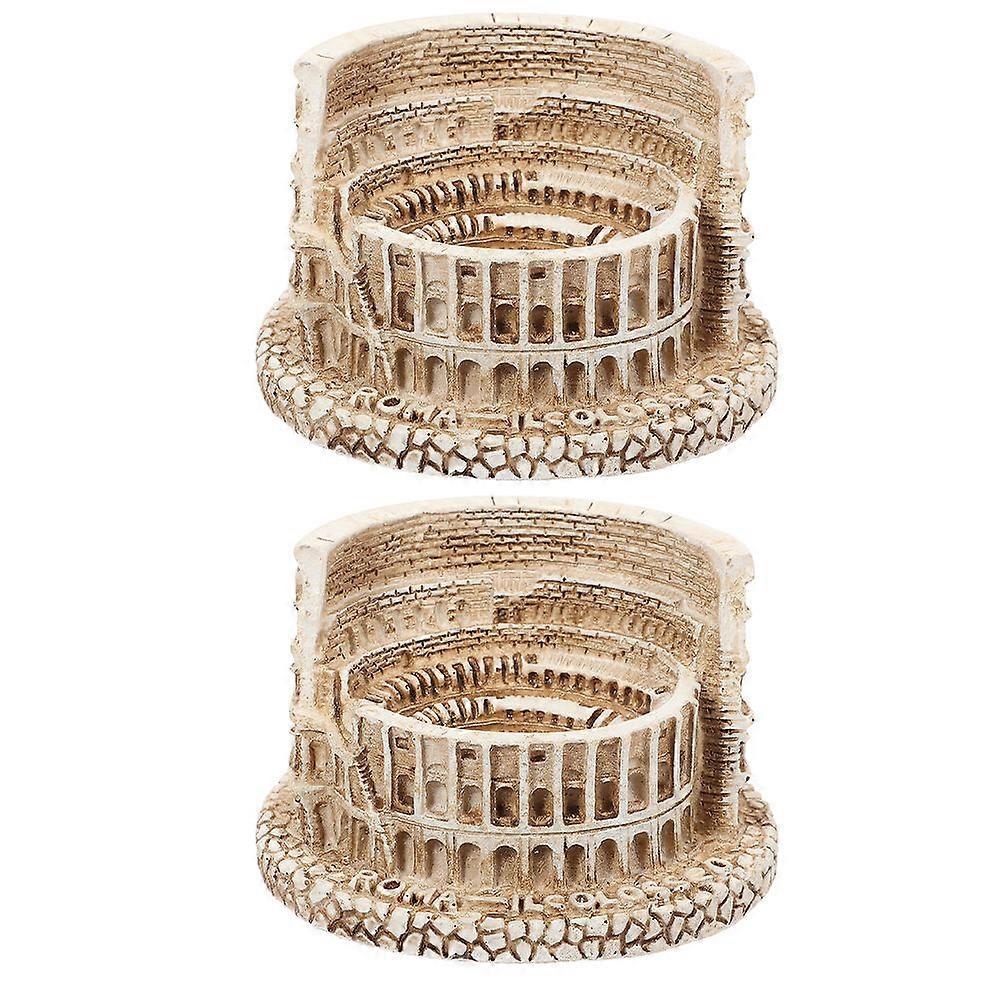 Ancient Roman Architecture Resin Colosseum Statue for Fish Tank 2Pcs