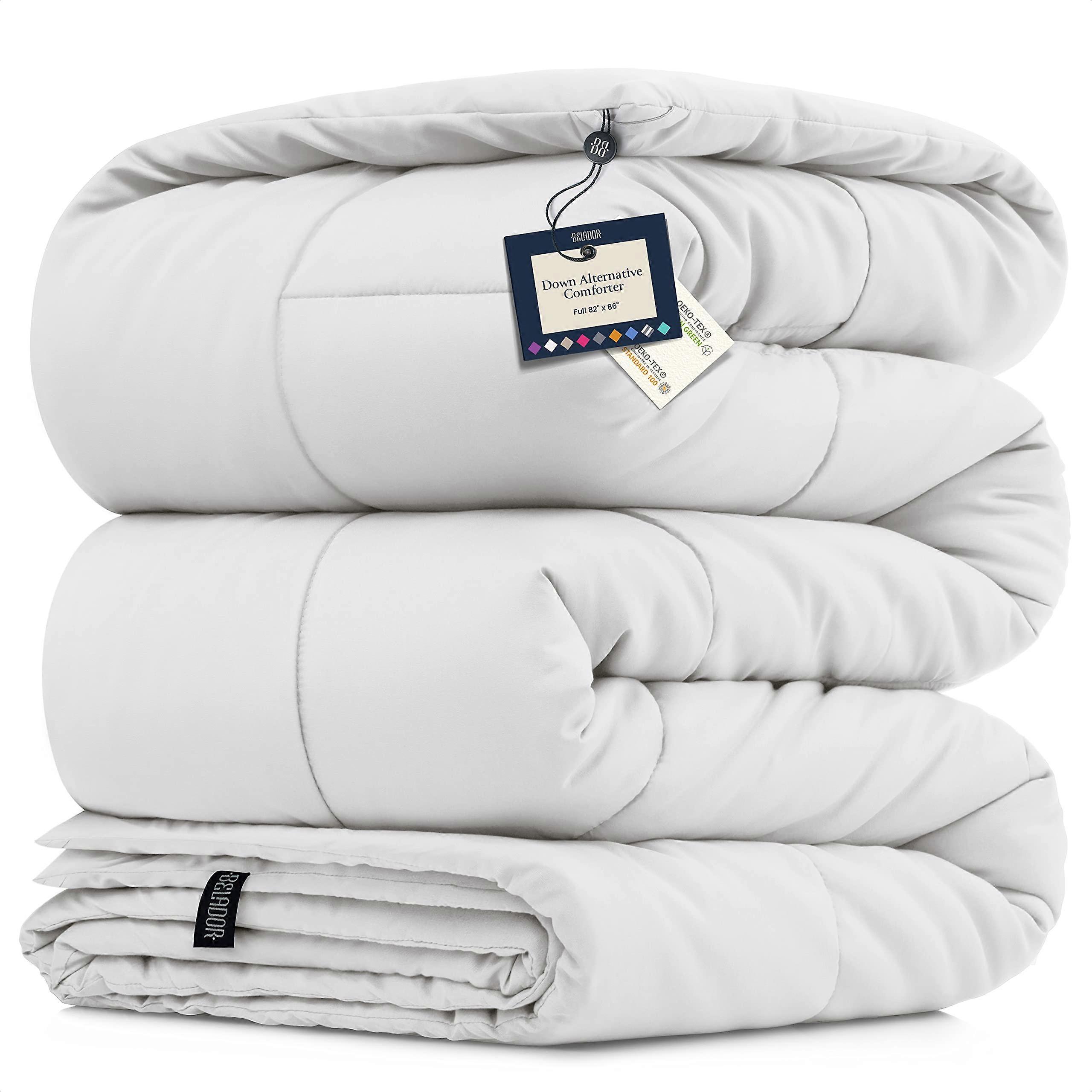 White Full Size Down Alternative Comforter  Lightweight All Season Warmth with Quilted Design