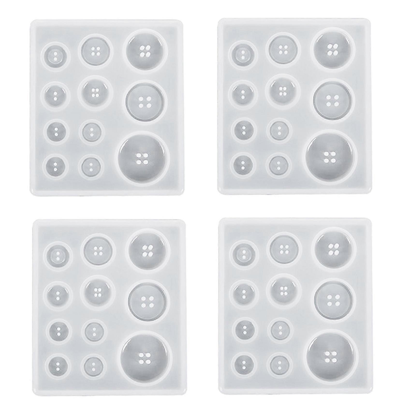 4X DIY Silicone Mold Resin Button Handmade Resin Mold with Hole Pendant Button Clay Epoxy Pendant for Keychain Supplies