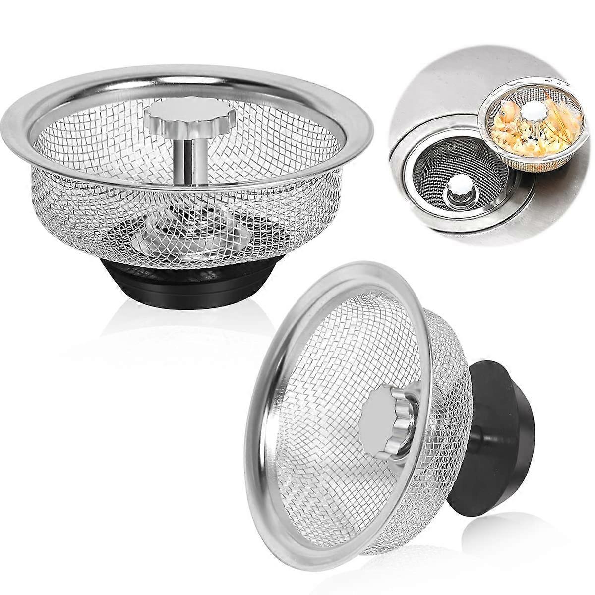 Stainless Steel Kitchen Sink Strainer and Stopper 3.3 Inch with Handle Fine Mesh Rust Resistant