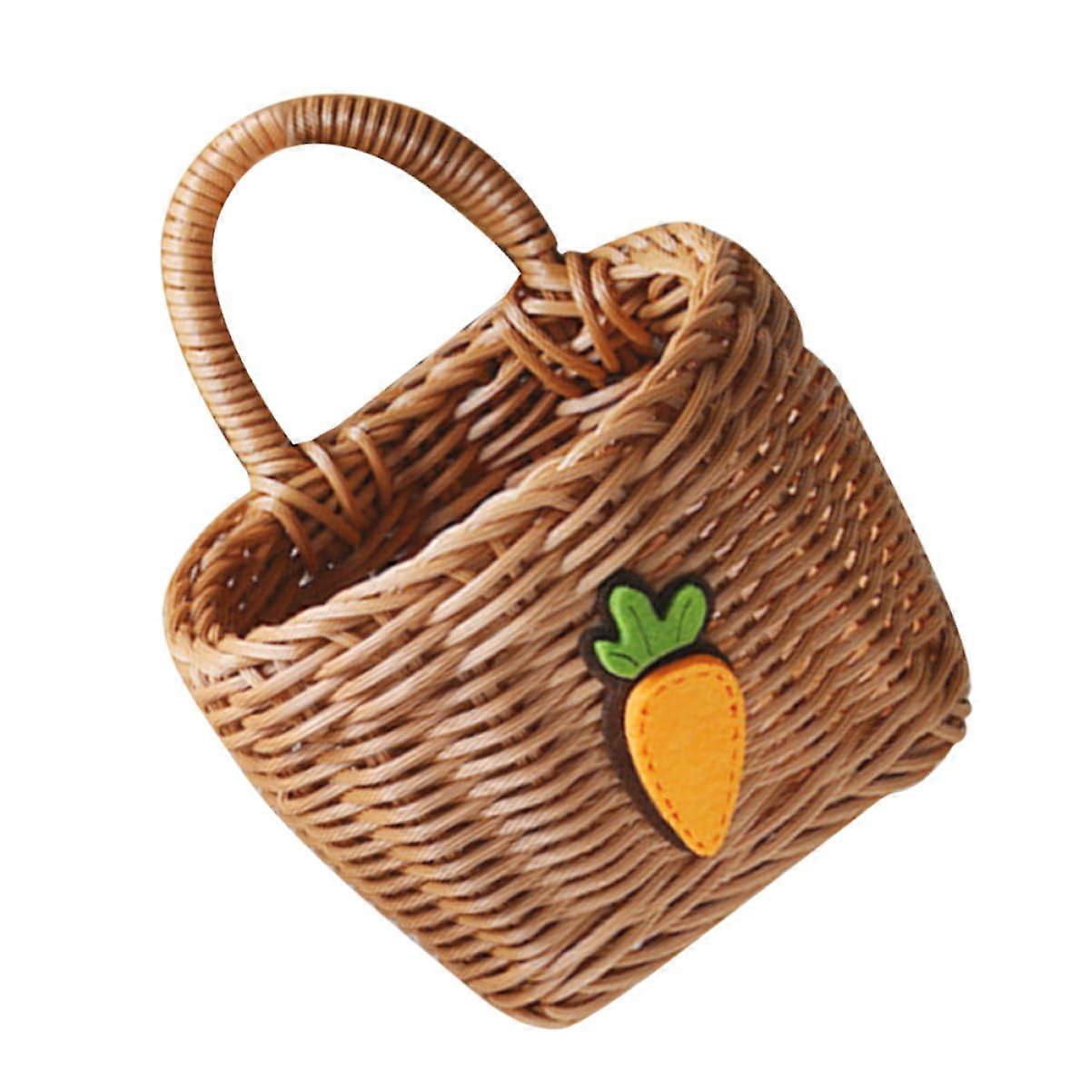 Hanging Wall Basket Woven Storage Organizer for Kitchen Vegetables Rustic Wall Mounted Design