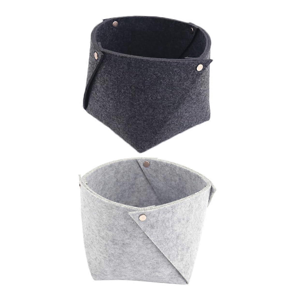 2Pcs Grey Felt Storage Baskets for Home and Office MultiRoom Organization Scratch Design