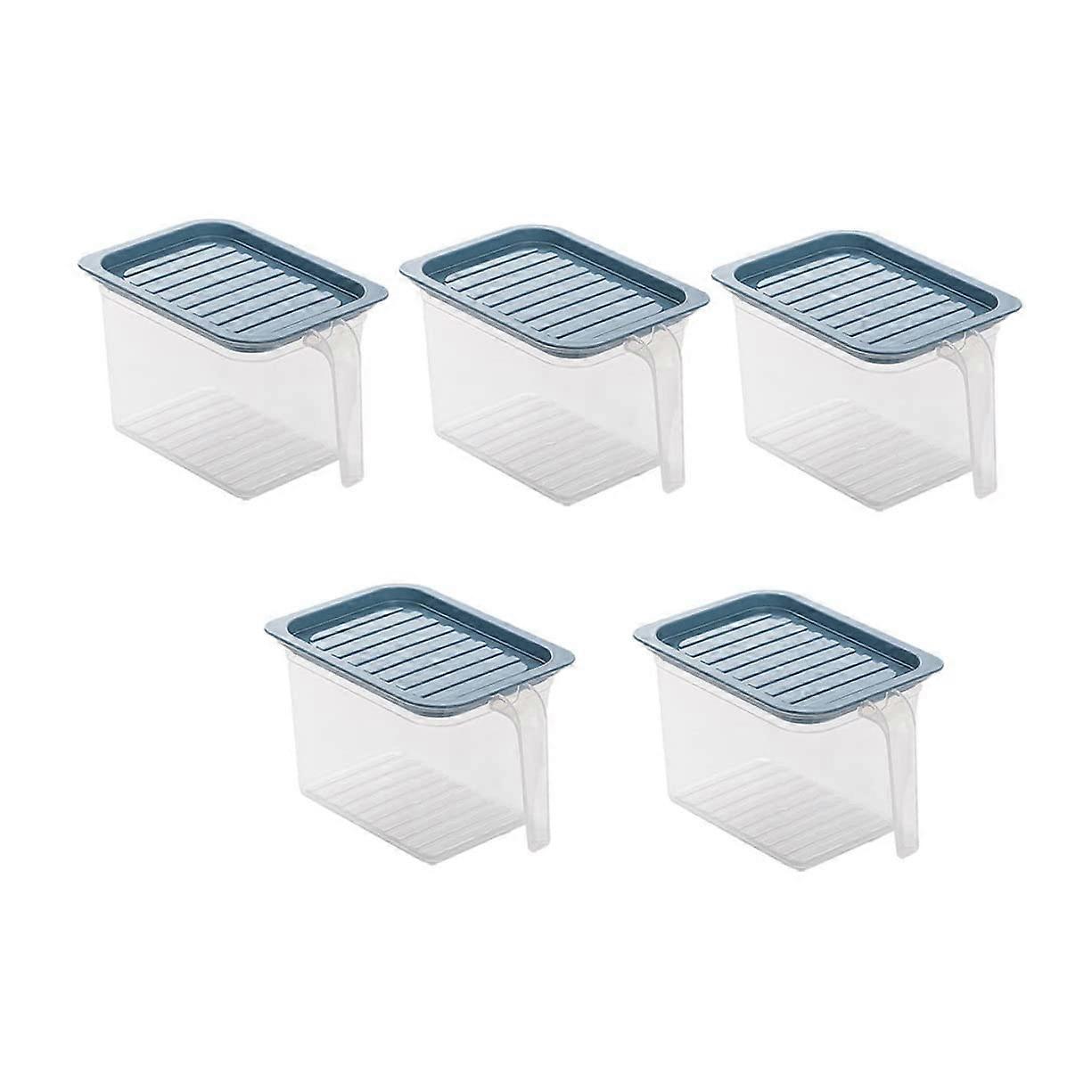 5PCS Kitchen Storage Containers with Airtight Lids, Stackable Fridge Organizer Bins for Food