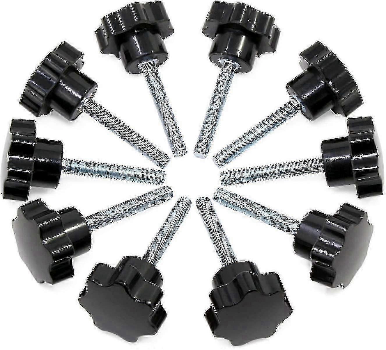 10pcs M6x40 Black Plastic Star Button Screws