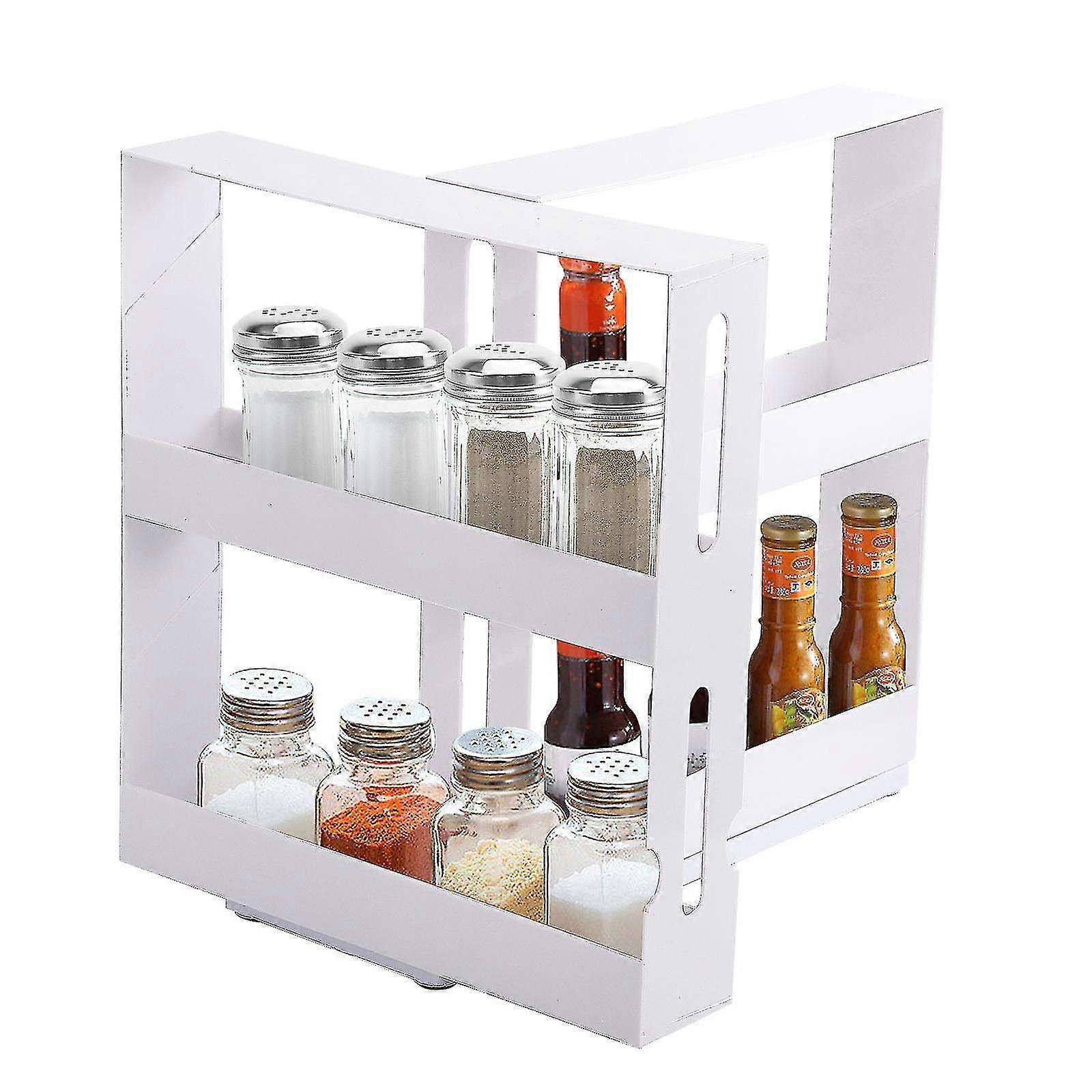 Multifunctional Delicate Spice Rack Double Storage Food Rack Rotating Spice Storage Shelf