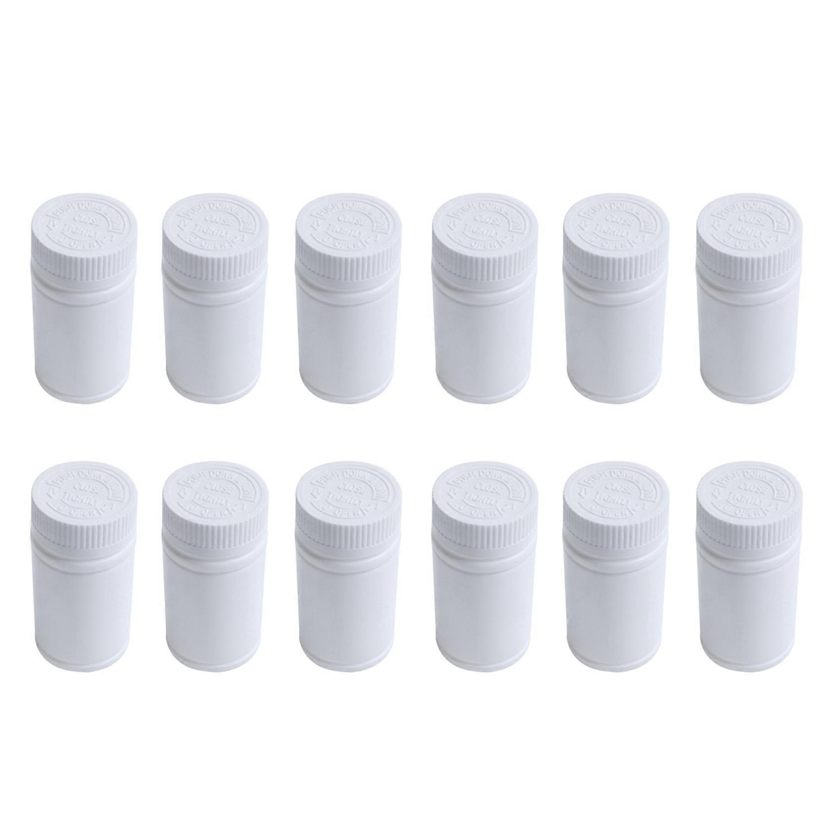 Plastic Empty Medicine Bottles Pill Tablet Container Holder 12pcs White