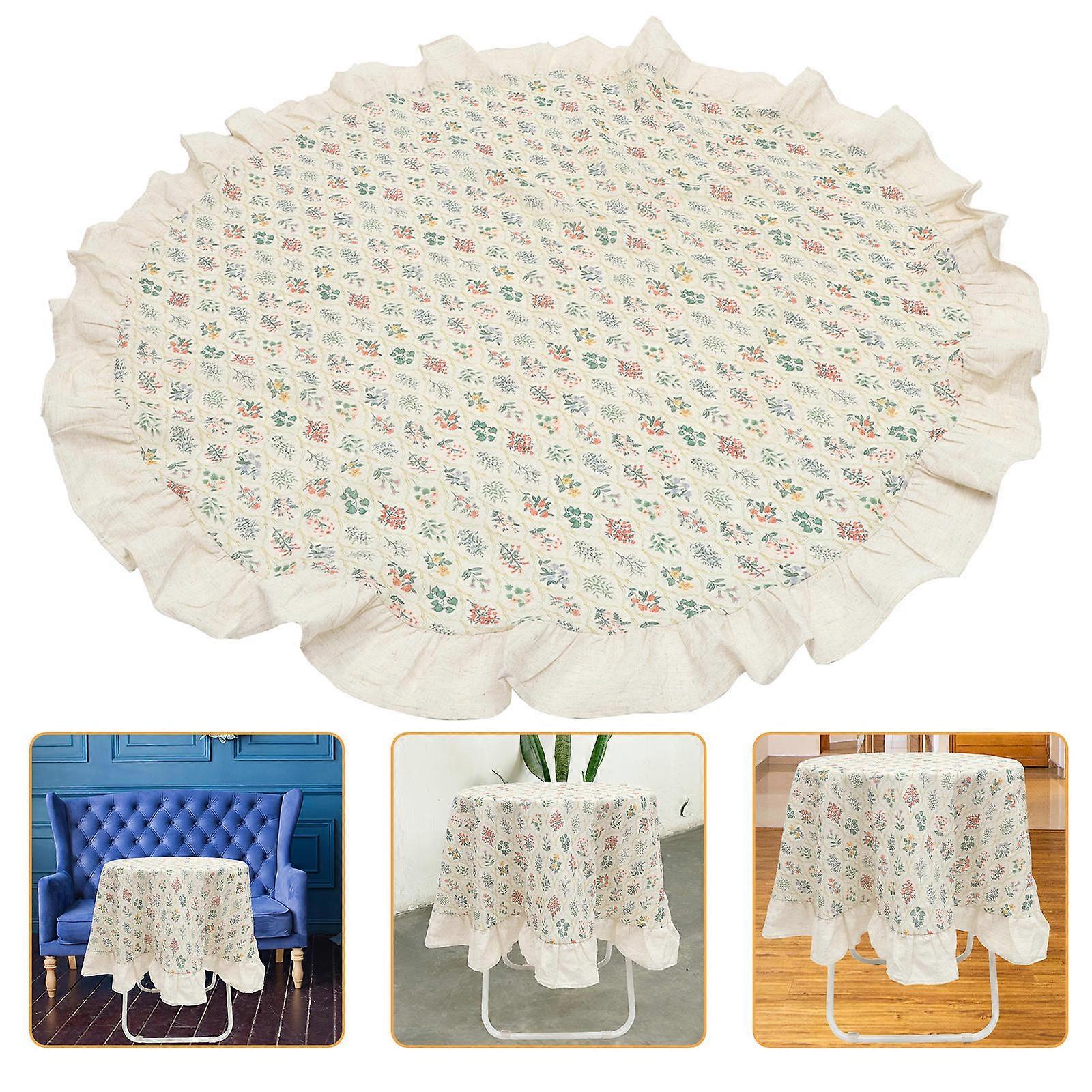 Dining Table Round Table Cloth Decorative Cover 2Pcs Light Green Cloth