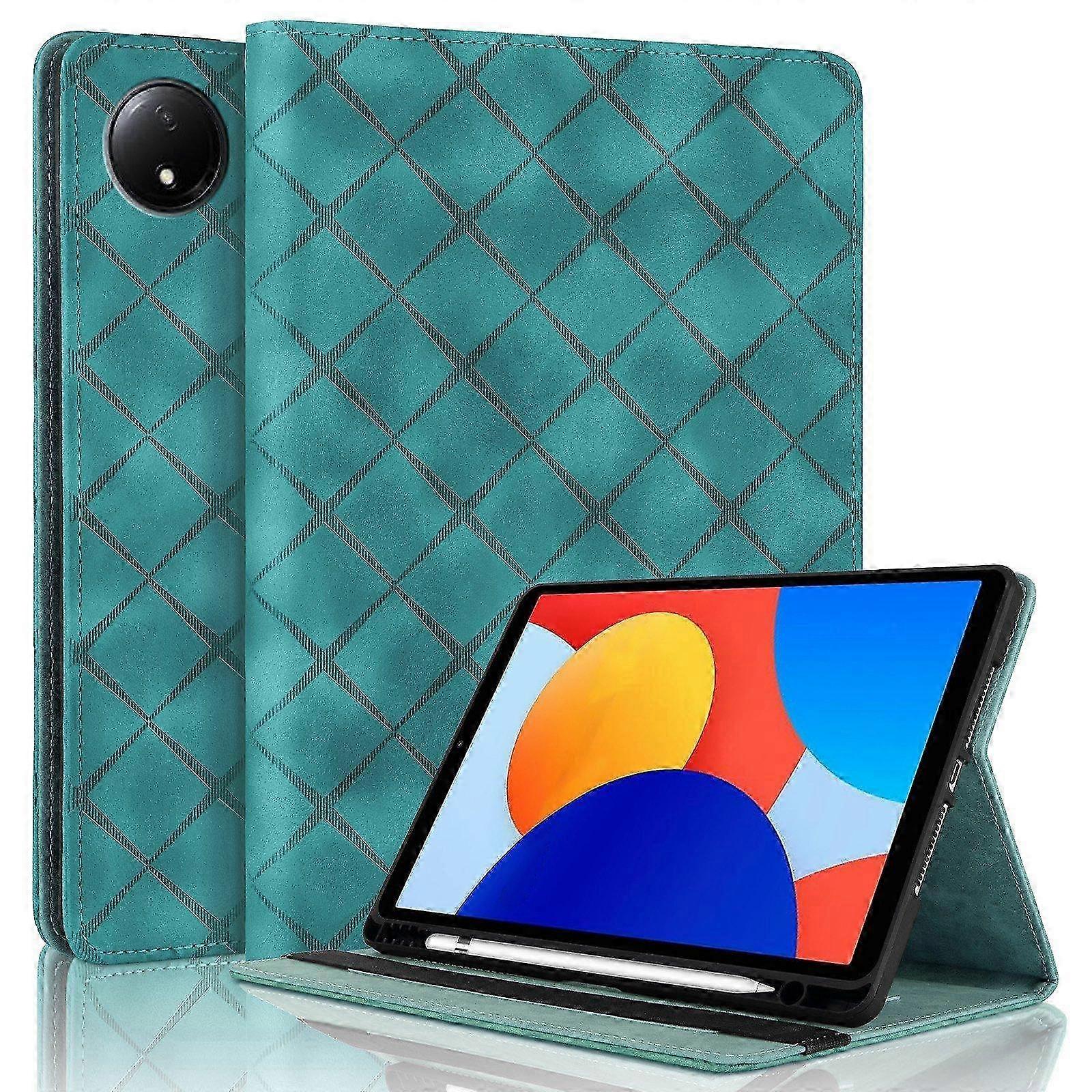 25-26 Rhombus Embossed Leather Smart Tablet Case