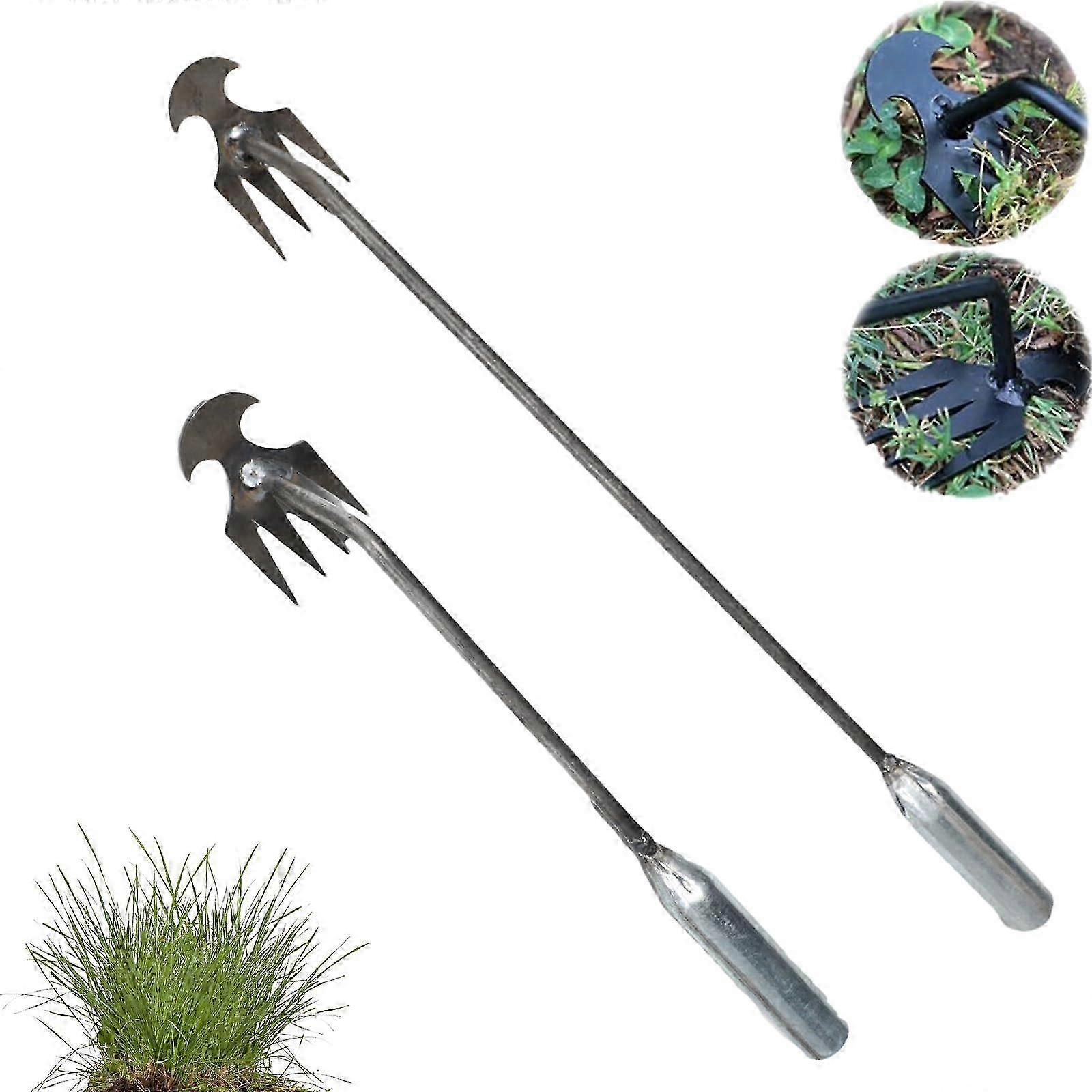 Foxyle Foxyle Weeder, Weed Puller Tool, 4 Tooth Manganese Steel Uprooting Tool 25-26