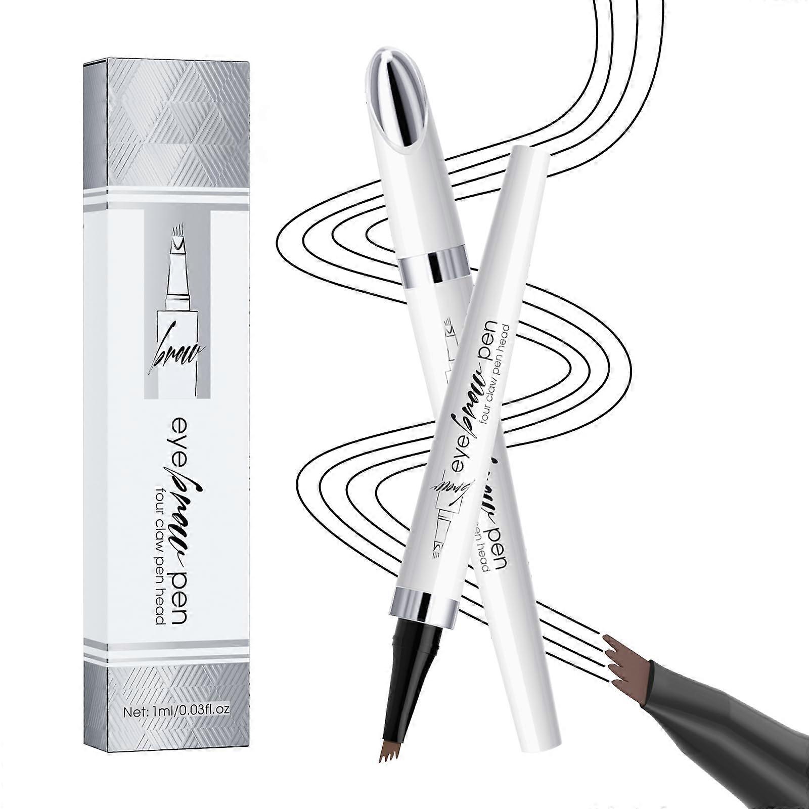 Waterproof 4Tip Microblading Eyebrow Pen Dark Brown Long Lasting Natural Look SmudgeProof