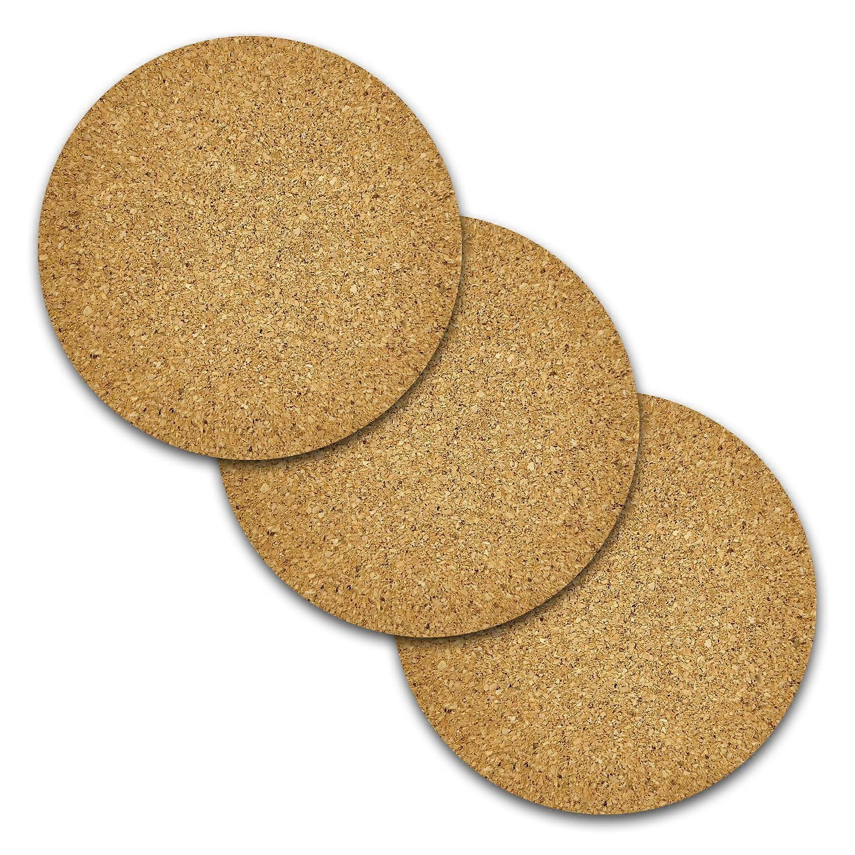 3 Pack 4 Inch Round Cork Coasters for Drinks, Absorbent Heat Resistant, Scratch Surface Care