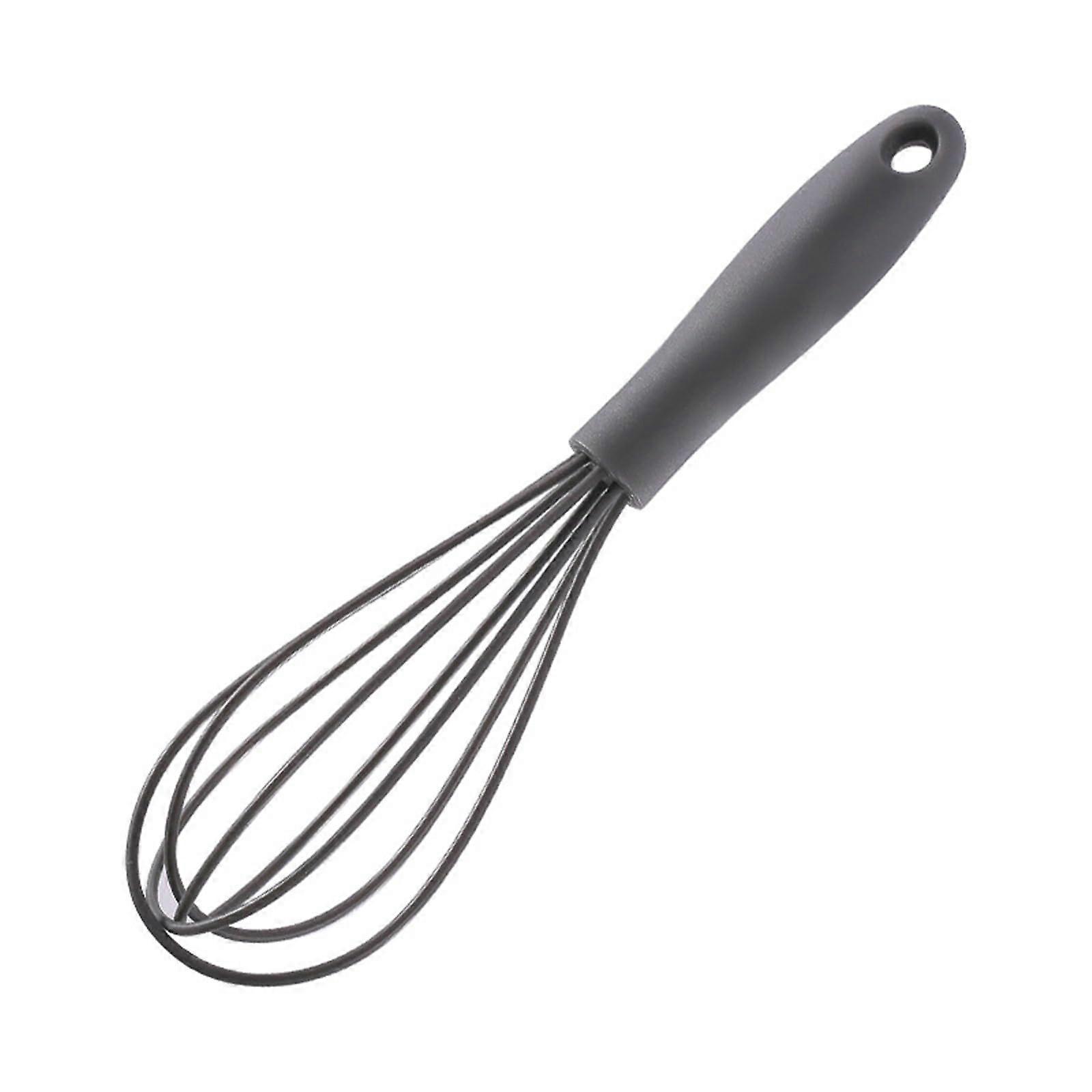 Silicone Egg Beater with Ergonomic NonSlip Grip, Flexible Whisk for Baking, Multifunction Gray