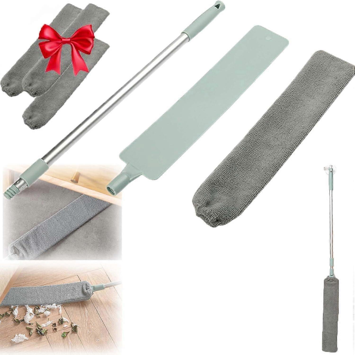 Microfiber Duster with Telescopic Handle and Bendable Head for Narrow Gaps Under Bed Sofa Cabinets