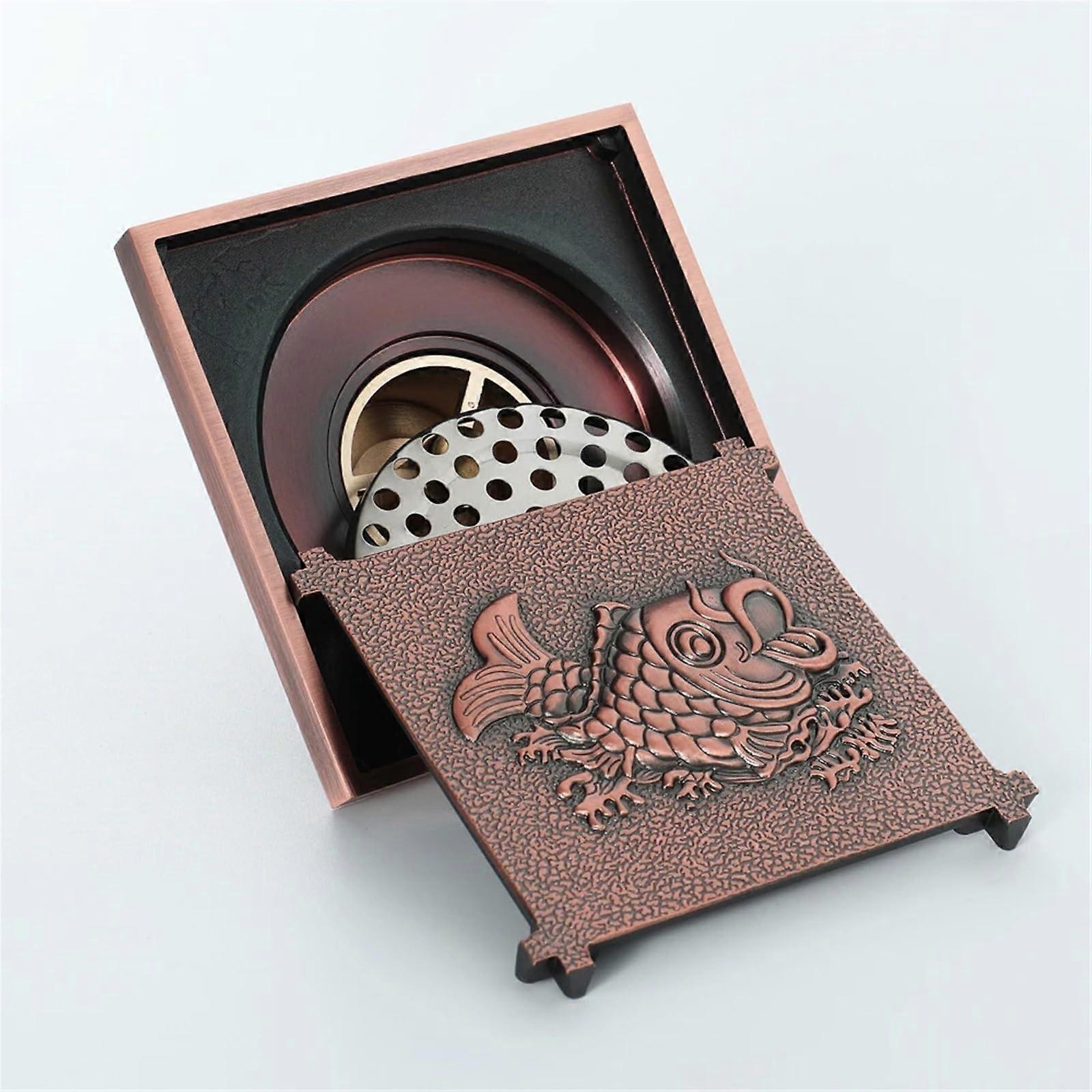 Electroplated Patterned Floor Drain 100x100mm Hidden Installation for Outdoor and Balcony Use