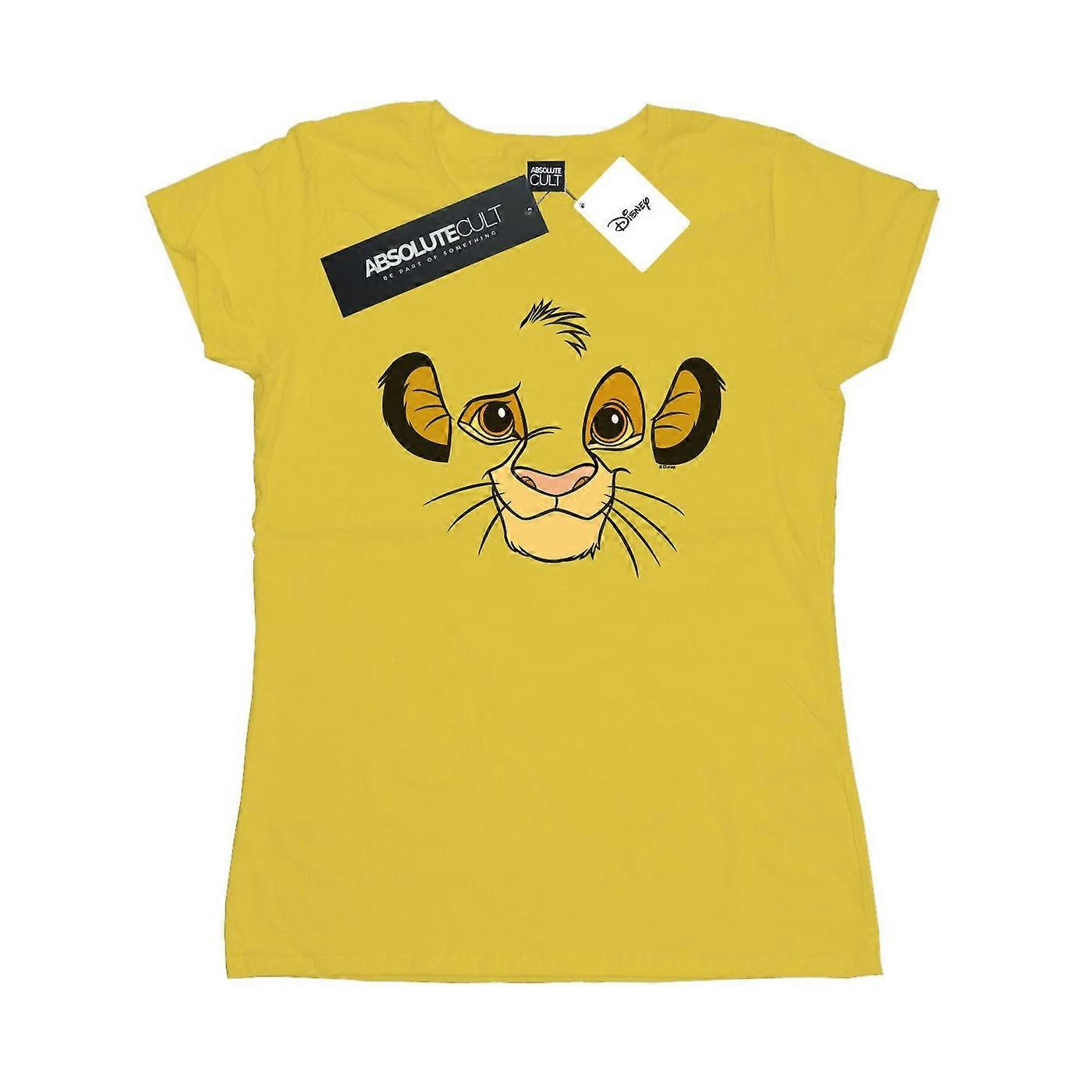 Disney Mujer/Mujer El Rey León Simba Face Camiseta de Algodón