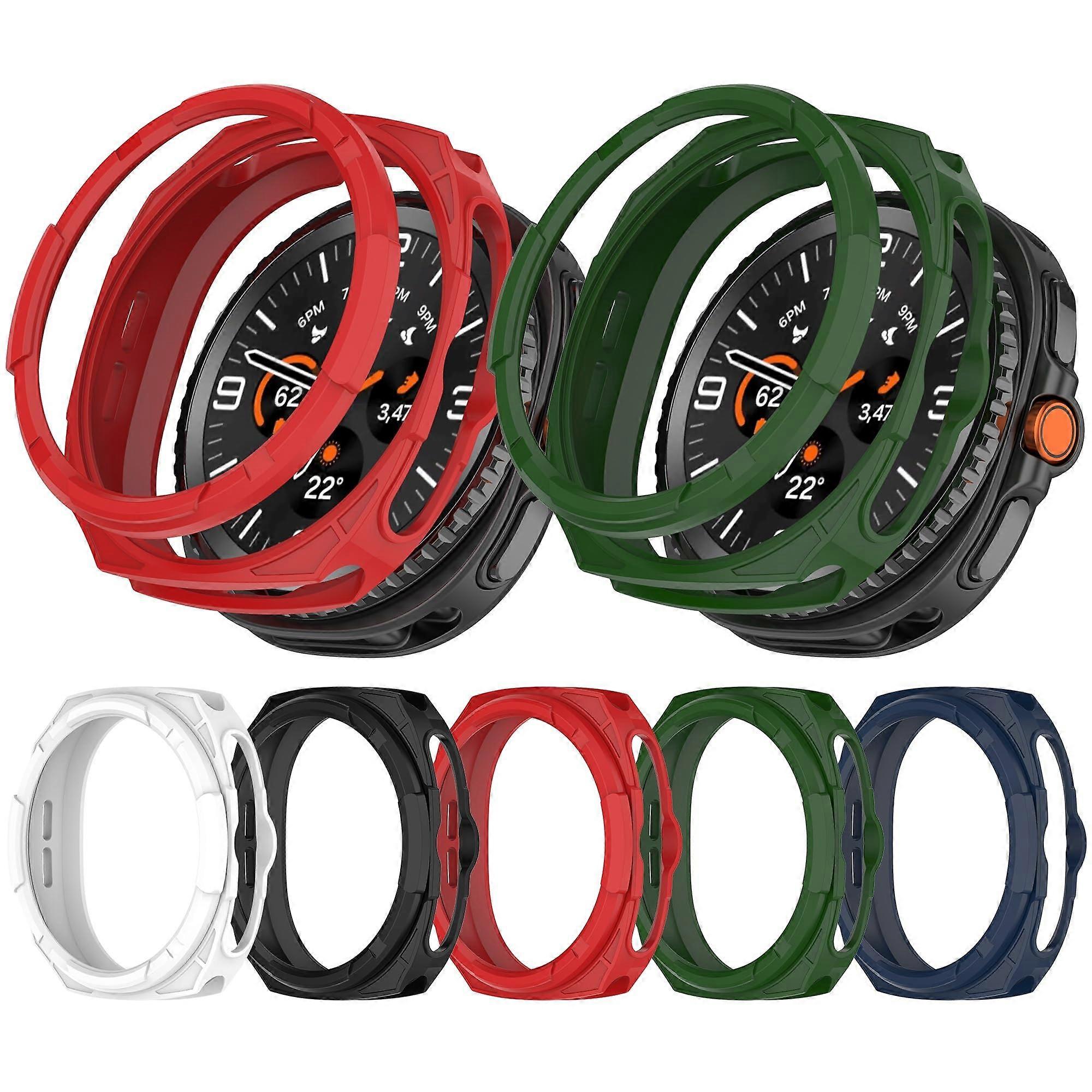 Case with Bezel Ring, 5Pack Full Edge Screen Protector for Samsung Galaxy Watch 8 Classic 46mm