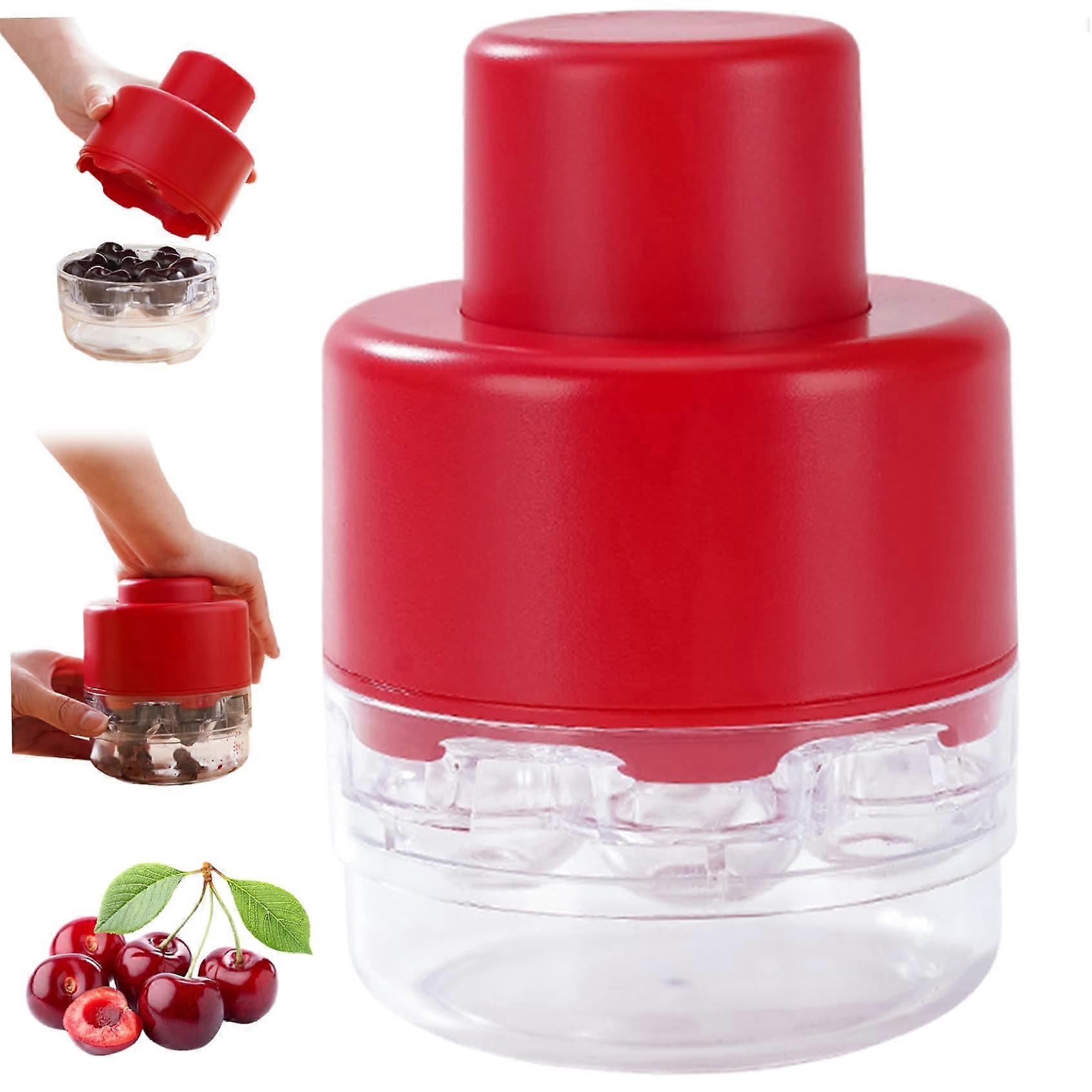 Cherry Pitter 7Hole Quick Release Cherry Pit Remover Tool for Kitchen and Picnics, Red